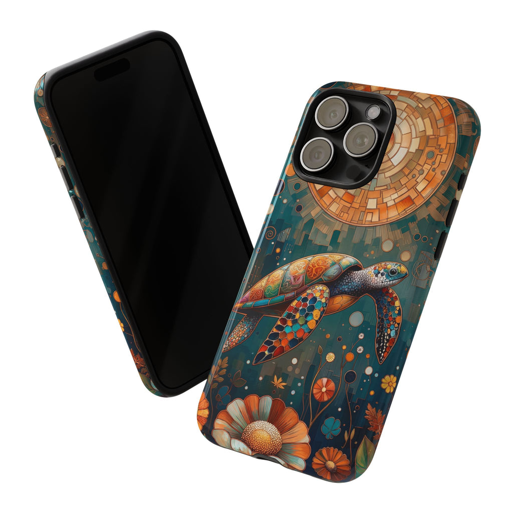 Sea Turtle Mosaic iPhone Case | Artistic Ocean Nature Protective Cover