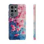 Floral Cherry Blossom Samsung Galaxy Case | Pink Blue Watercolour
