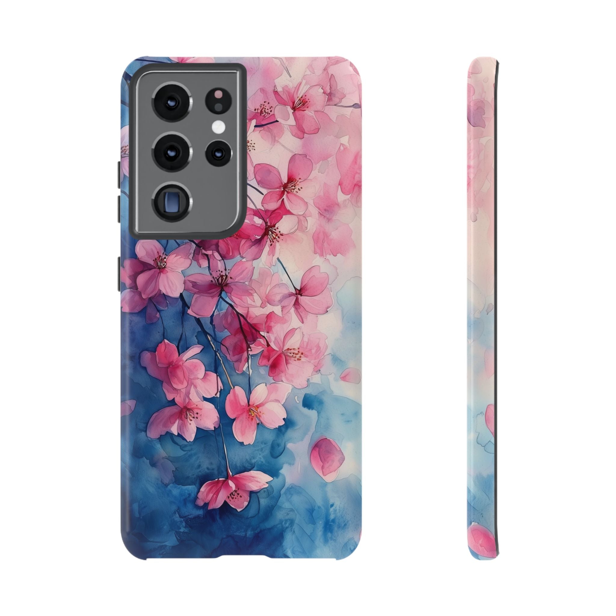 Floral Cherry Blossom Samsung Galaxy Case | Pink Blue Watercolour