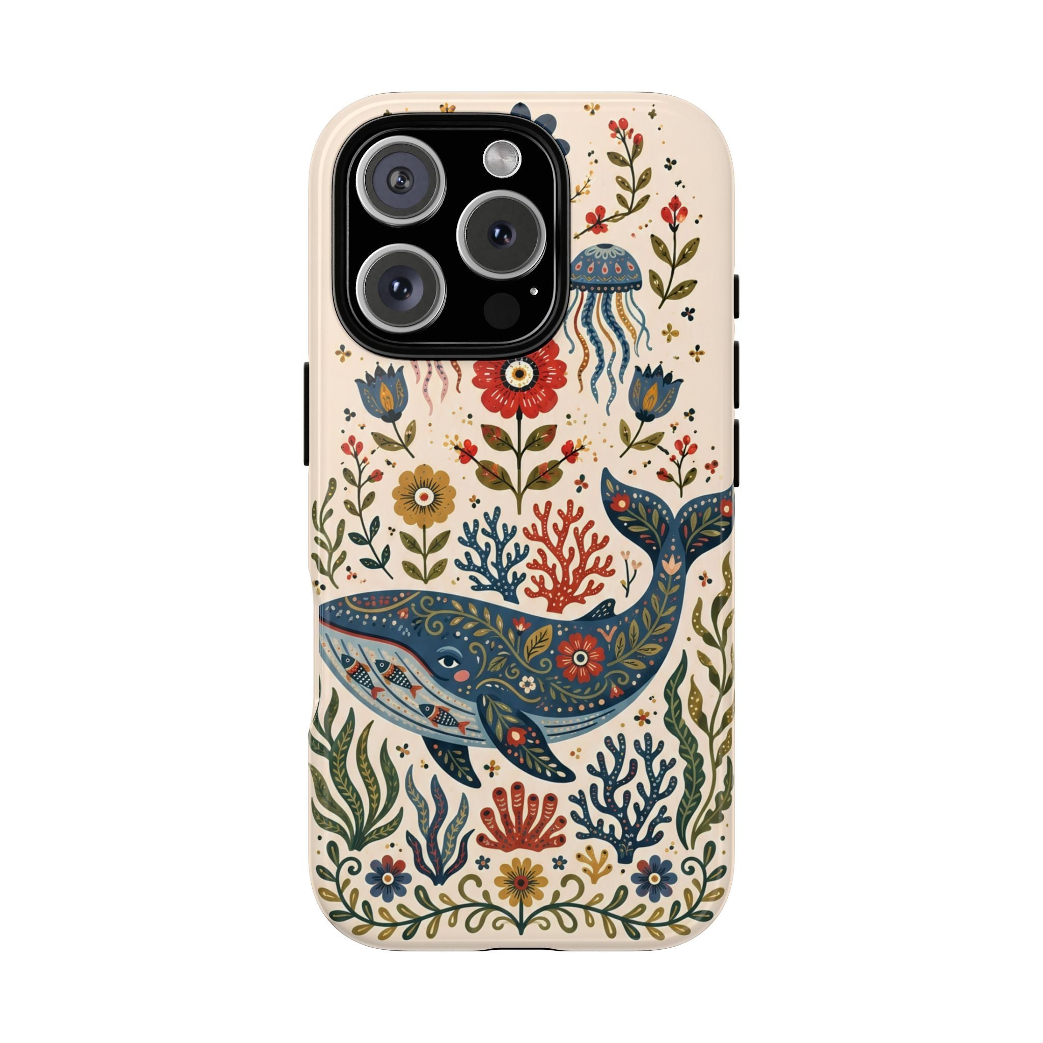 Floral Whale iPhone Case | Boho Marine Pattern Tough Case