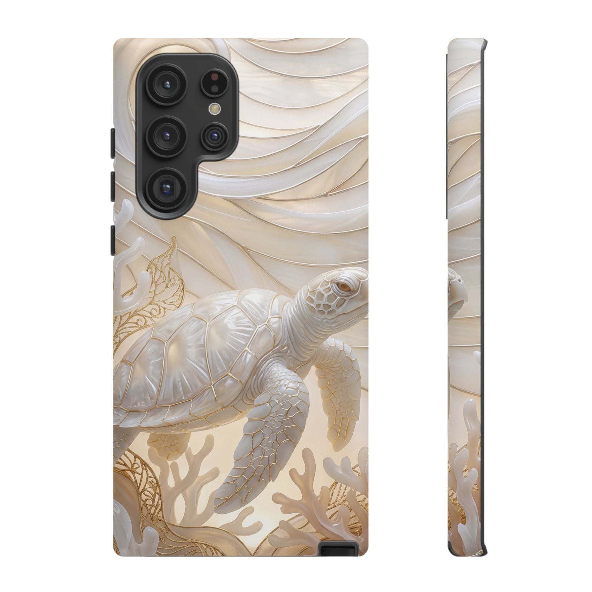 Sea Turtle Tough Samsung Galaxy Case — Elegant Nautical Coral Design