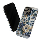 Floral Quilled Art iPhone Case — Blue & Cream Decorative Protection