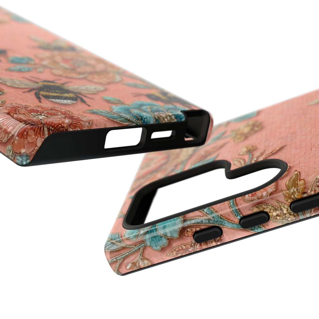 Custodia protettiva per Samsung Galaxy Floreale Ape Resistente | Cover protettiva vintage con giardino rosa