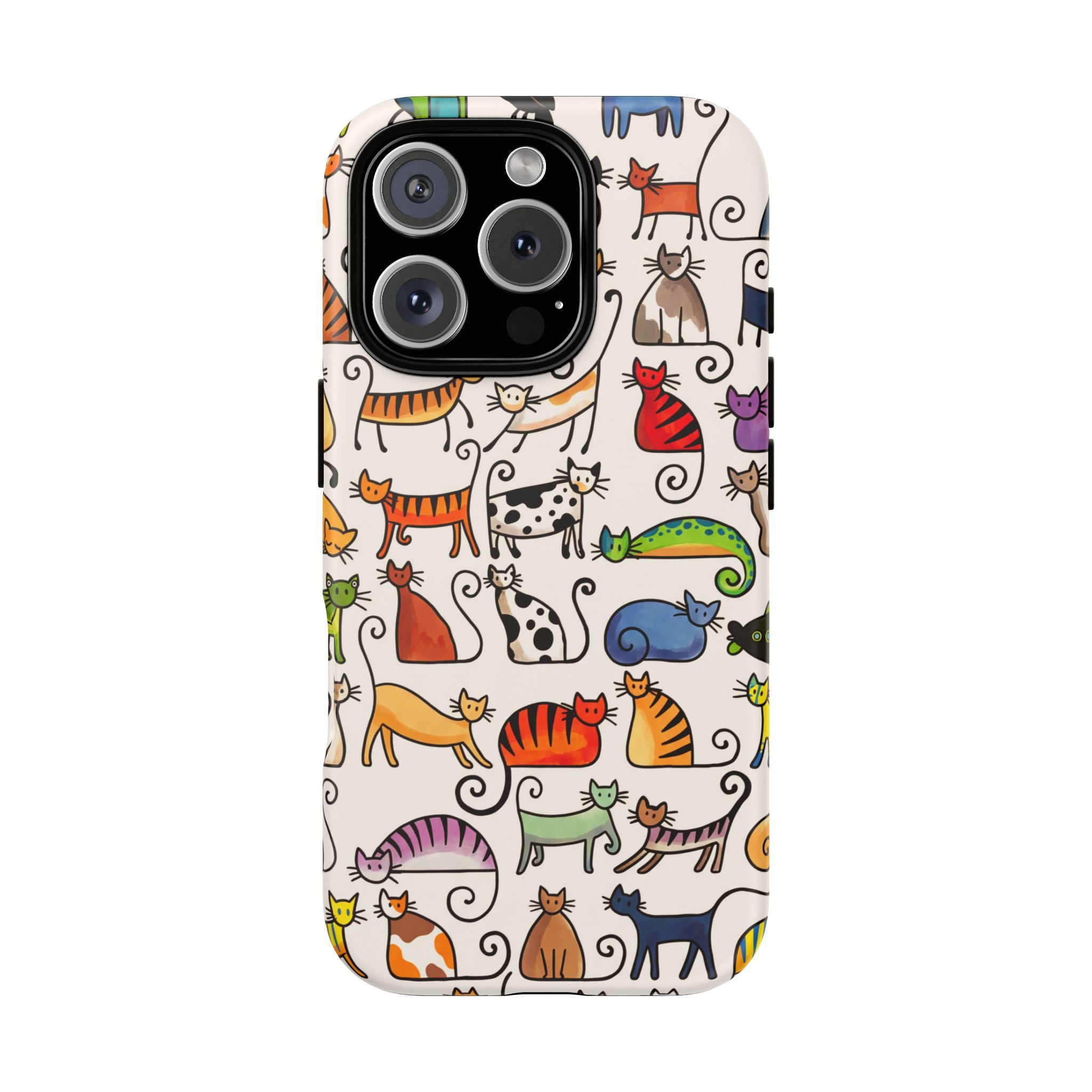 Cat Pattern Tough iPhone Case | Colourful Cartoon Cats