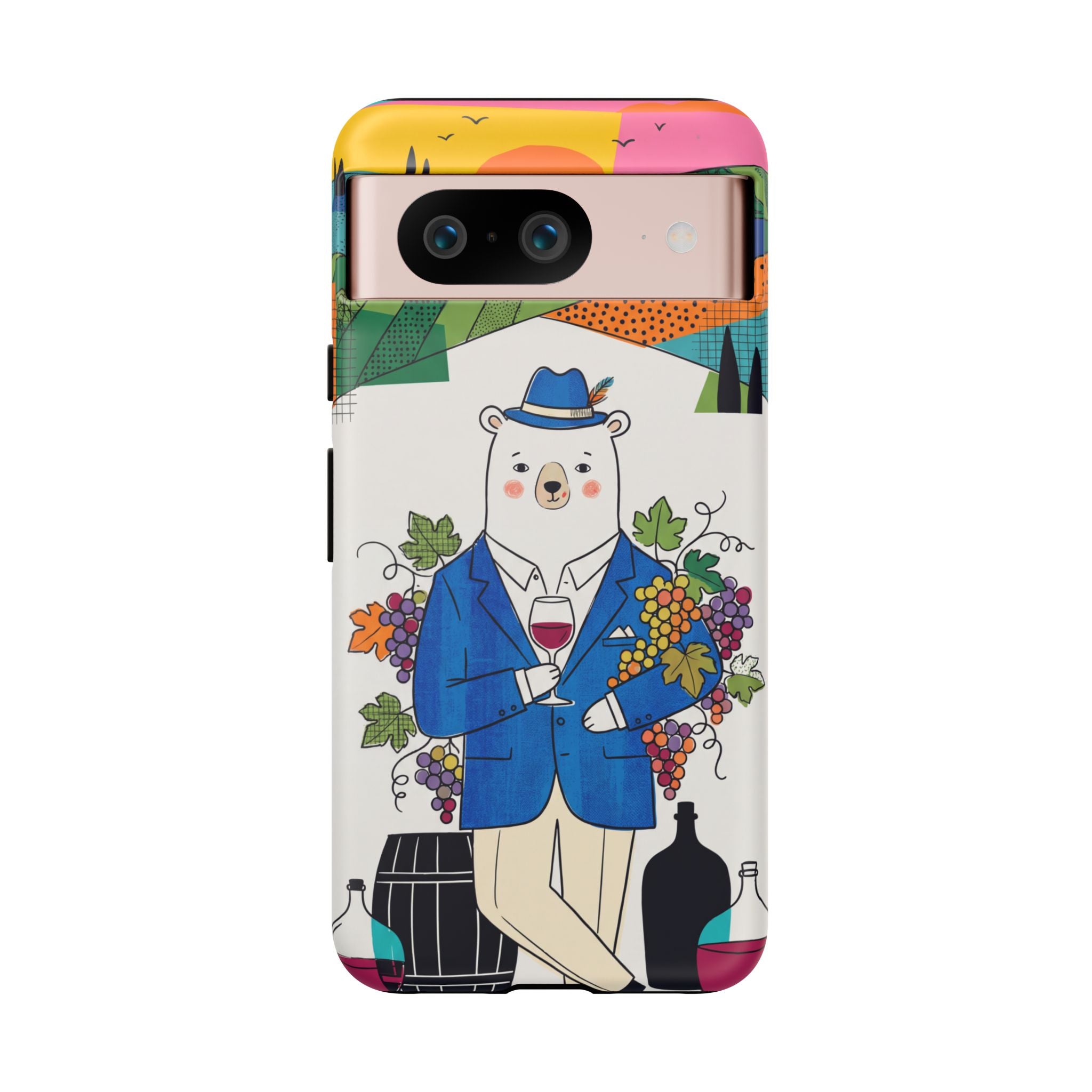 Dapper Polar Bear Wine Lover Illustrated Protective Google Pixel Phone Case