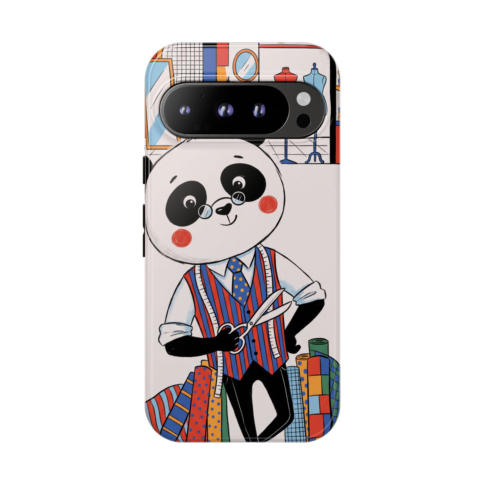 Panda Tailor Google Pixel Phone Case | Cute Seamstress Cartoon