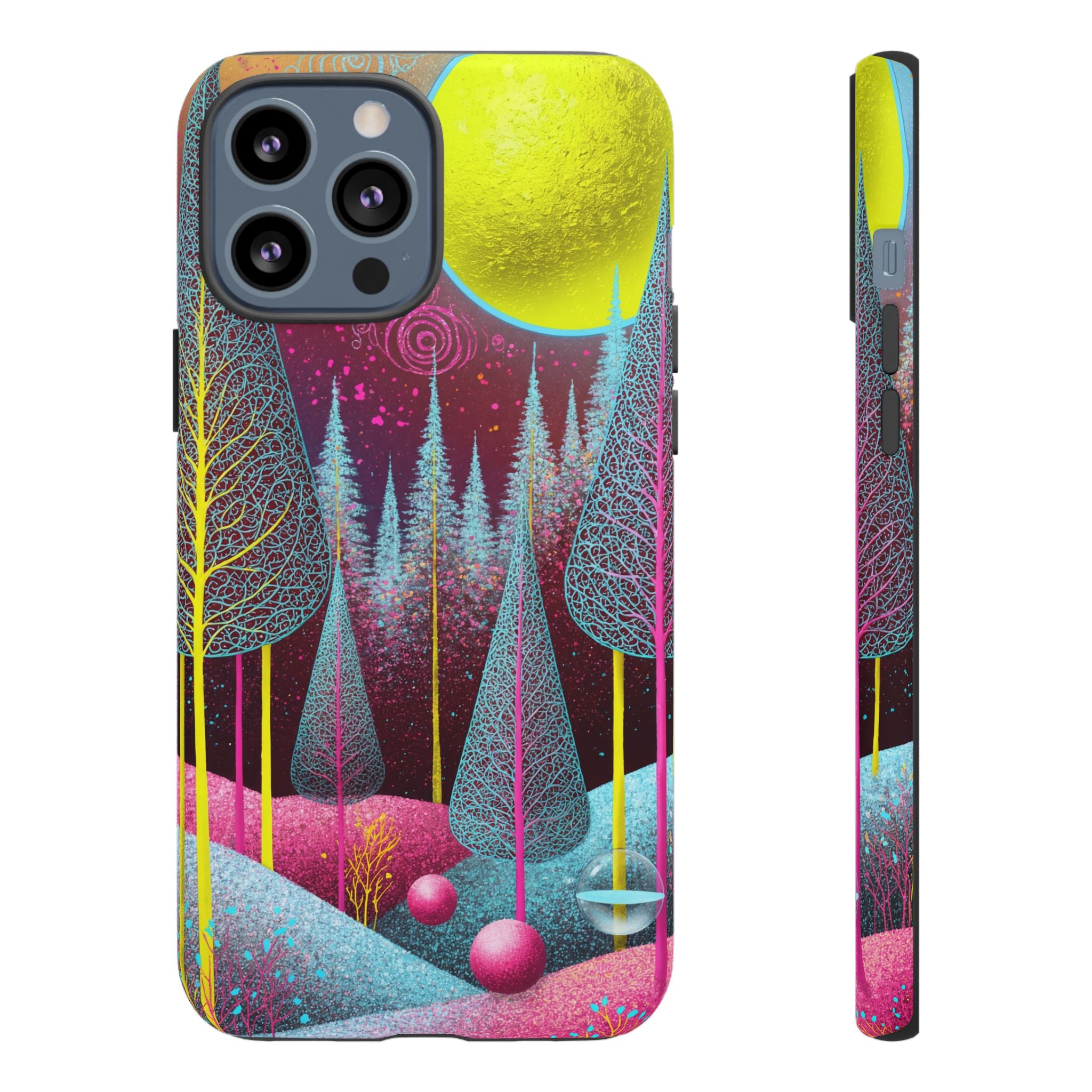 Neon Dreamscape Forest iPhone Case