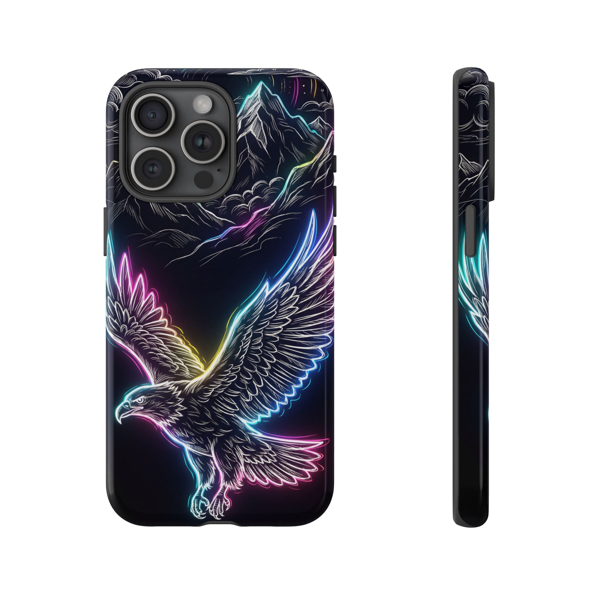 Neon Eagle iPhone Case with Mountain Design