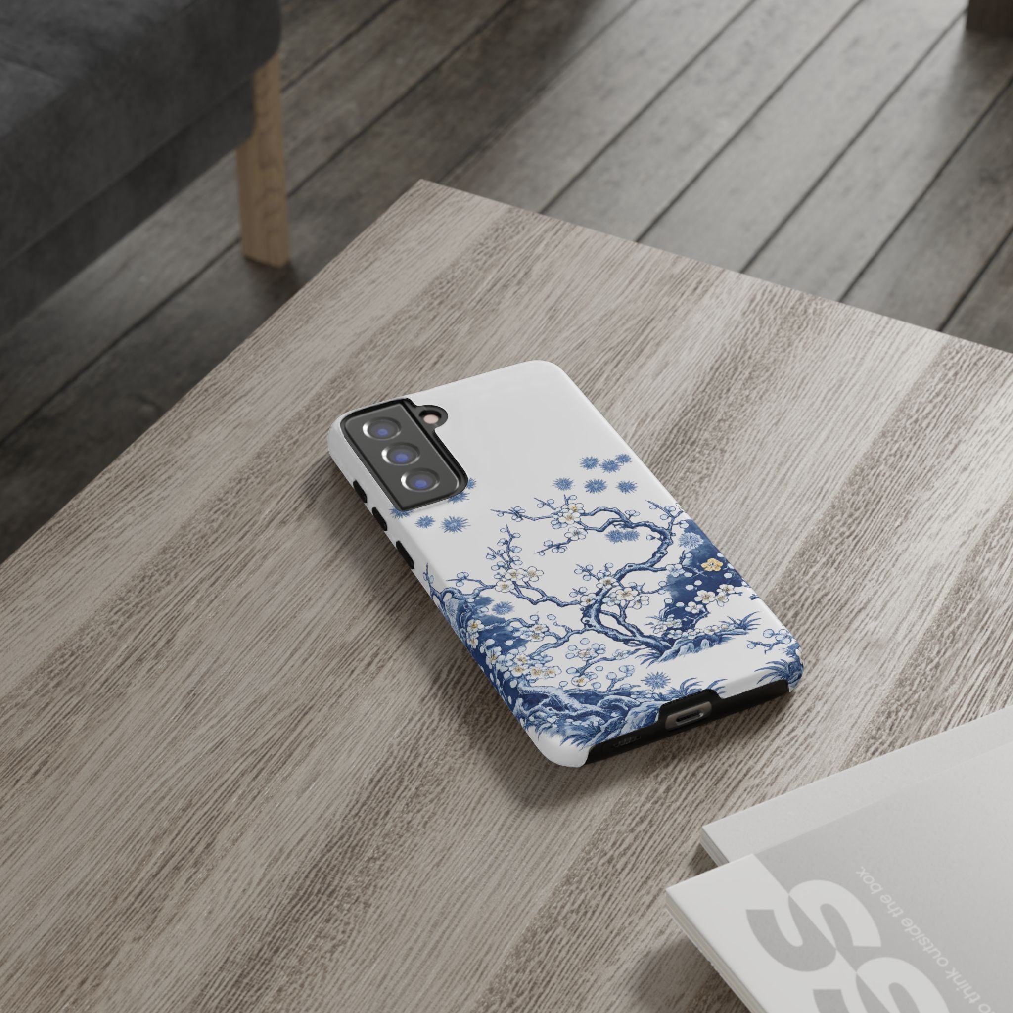 Vintage Blue White Porcelain Samsung Galaxy Phone Case | Chinoiserie Floral Tough Cover