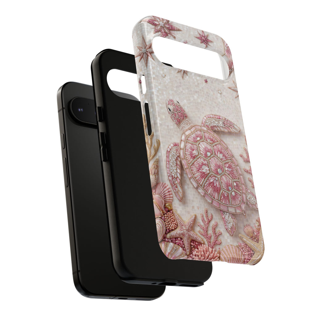 Pink Sea Turtle Shell Beachy Protective Google Pixel Phone Case Cover