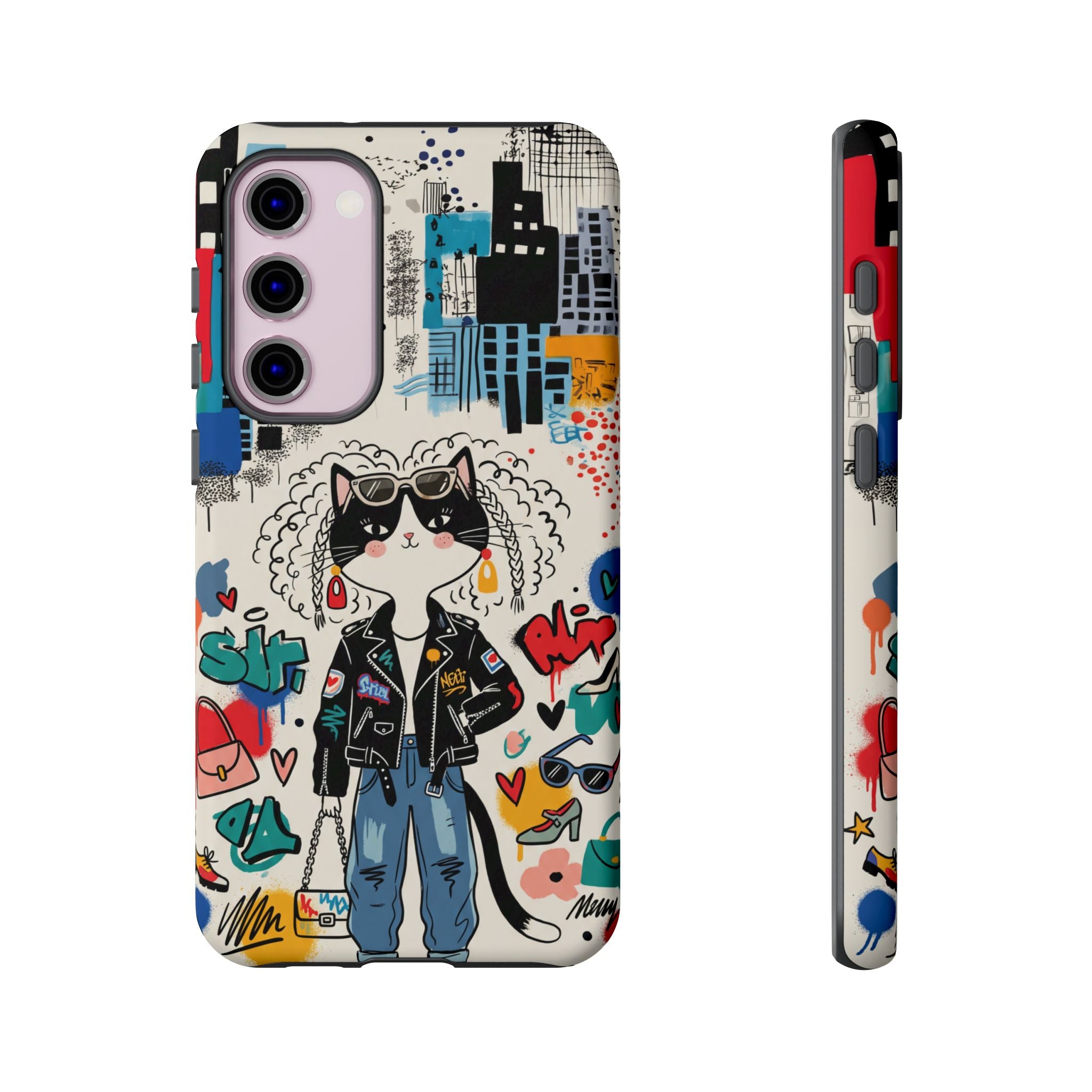 Punk City Cat Graffiti Design Samsung Galaxy Phone Case