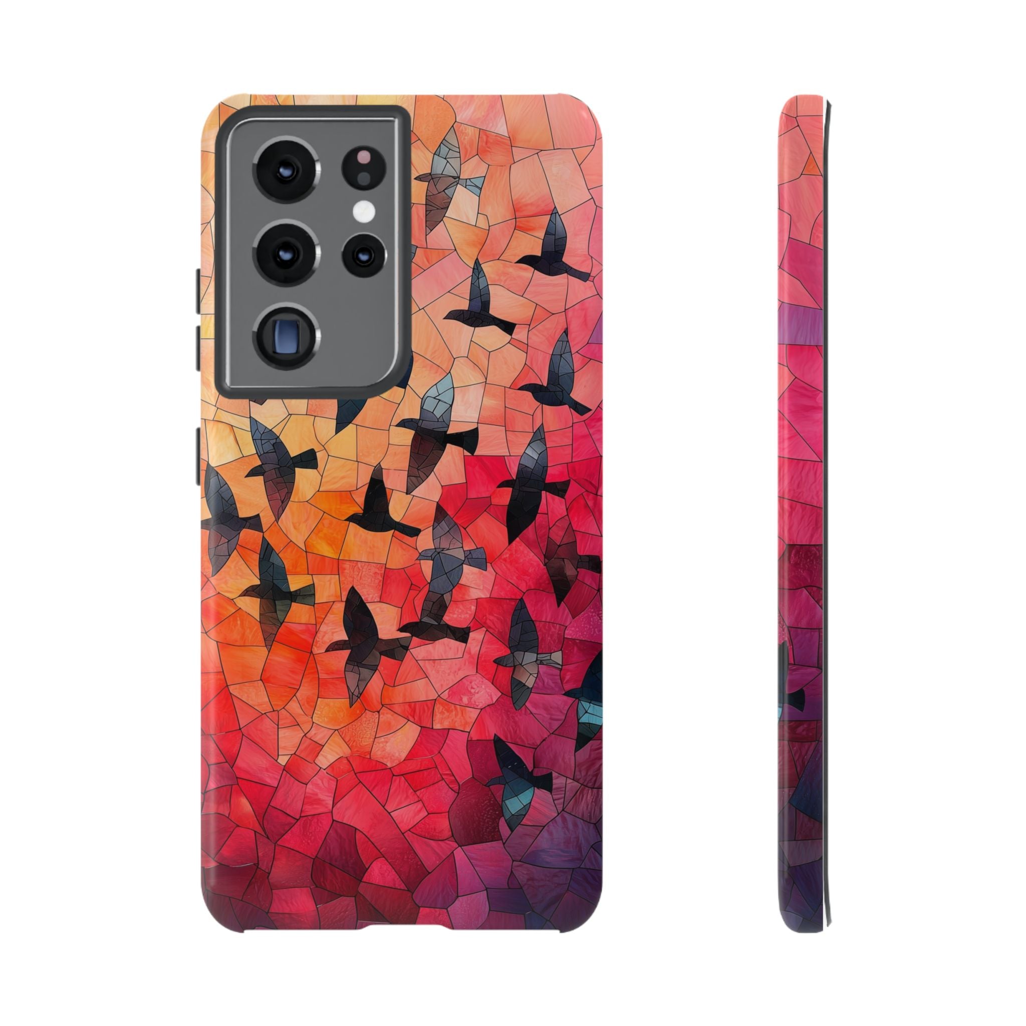 Stained Glass Mosaic Sunset Birds Samsung Galaxy Case