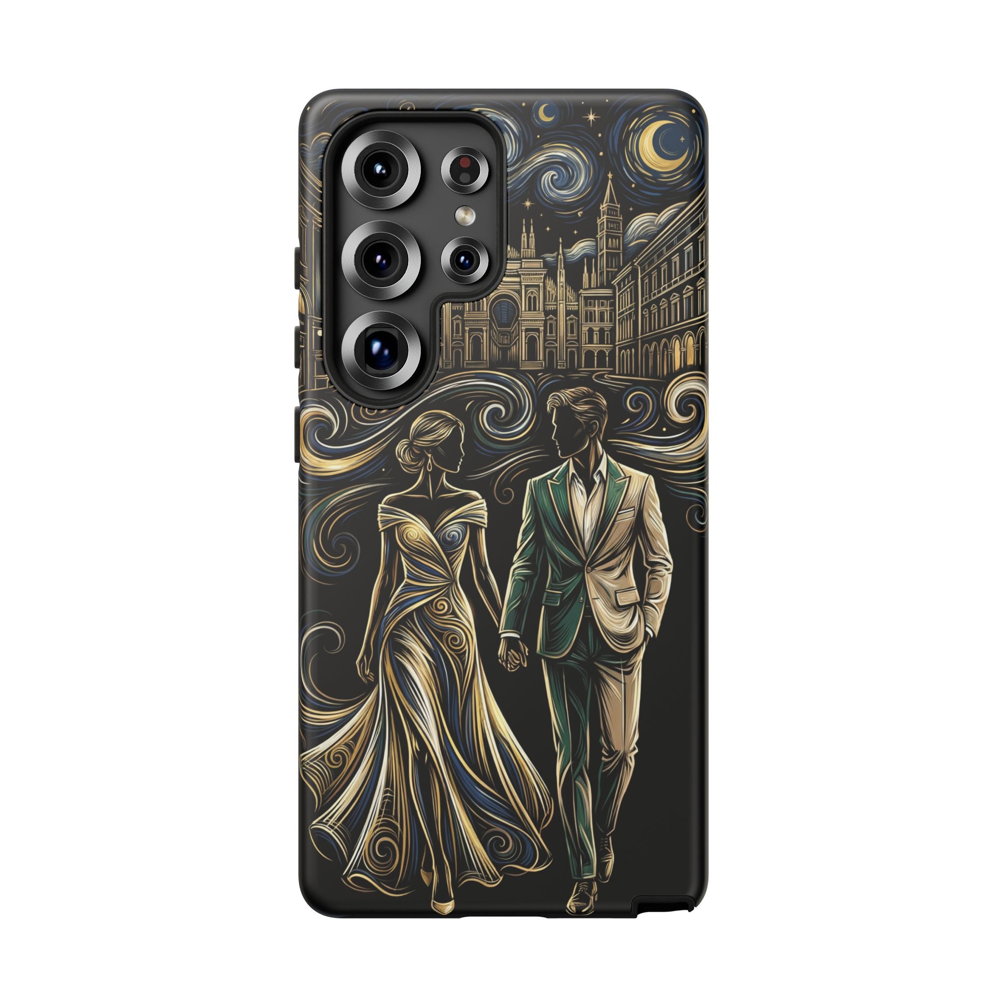 Romantic Night Walk Samsung Galaxy Phone Case | Elegant Couple Art