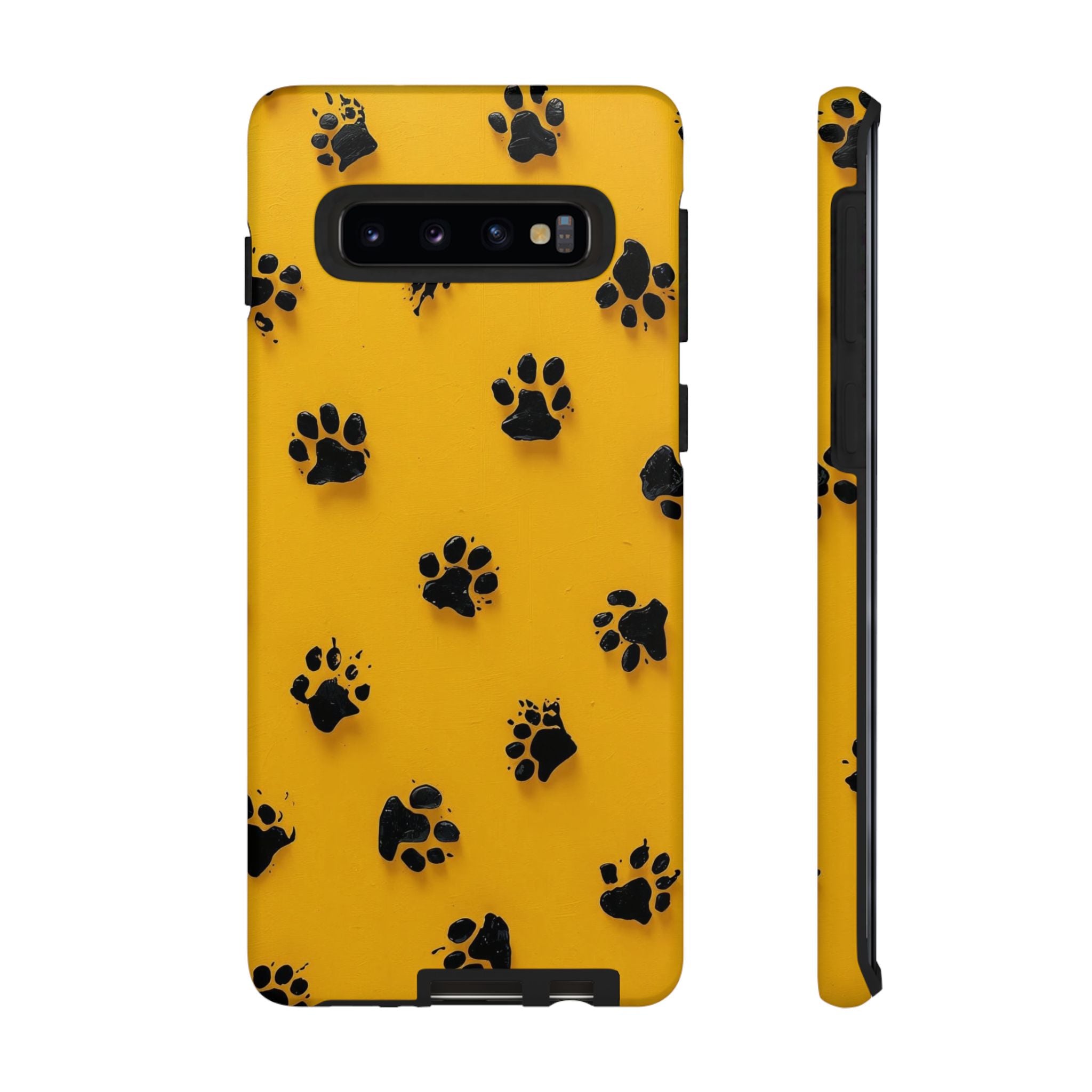 Yellow Paw Print Tough Samsung Galaxy Case — Protective Dog & Cat Lover Cover