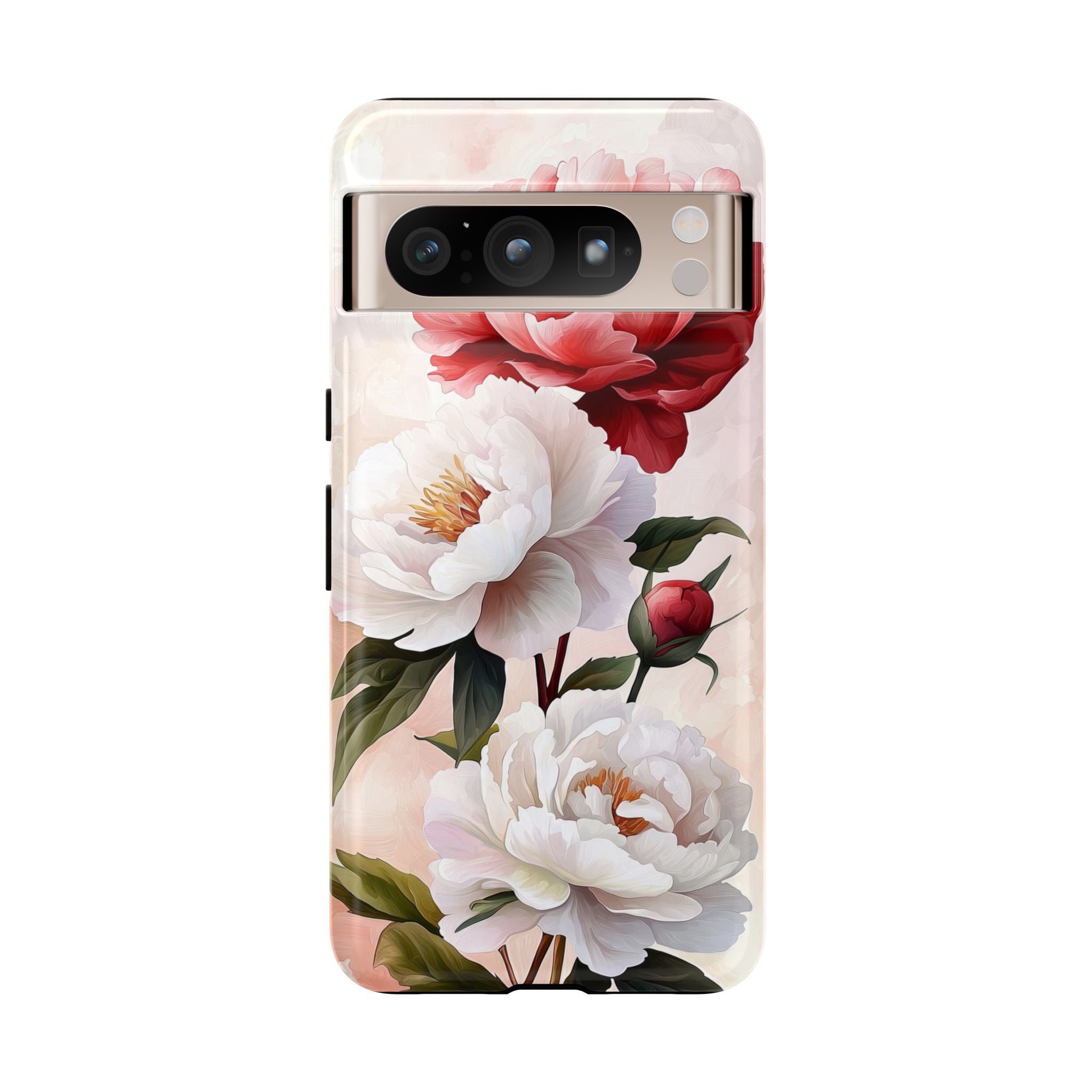 Floral Peonies Google Pixel Case | Pink & White Vintage Flower