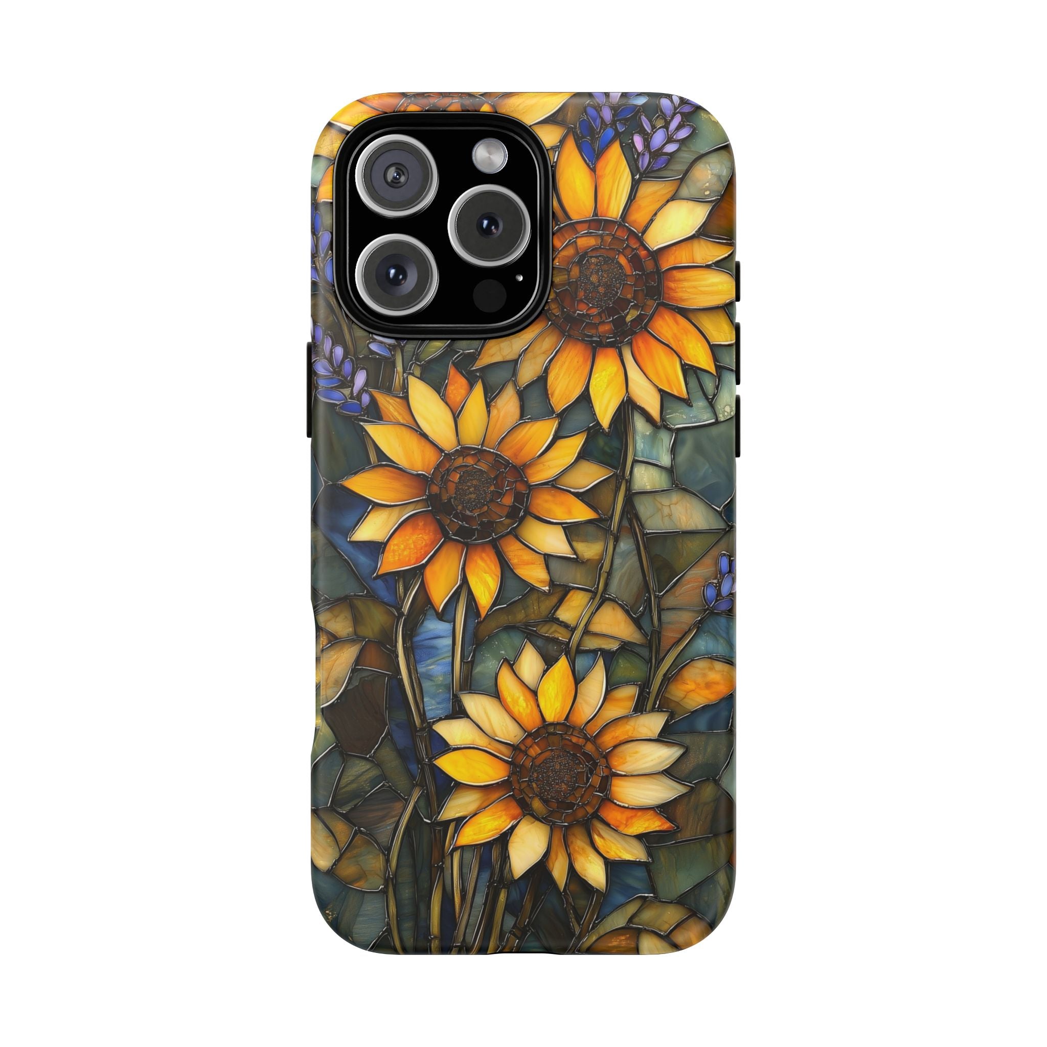Sunflower Stained Glass Tough iPhone Case | Floral Protective Cover