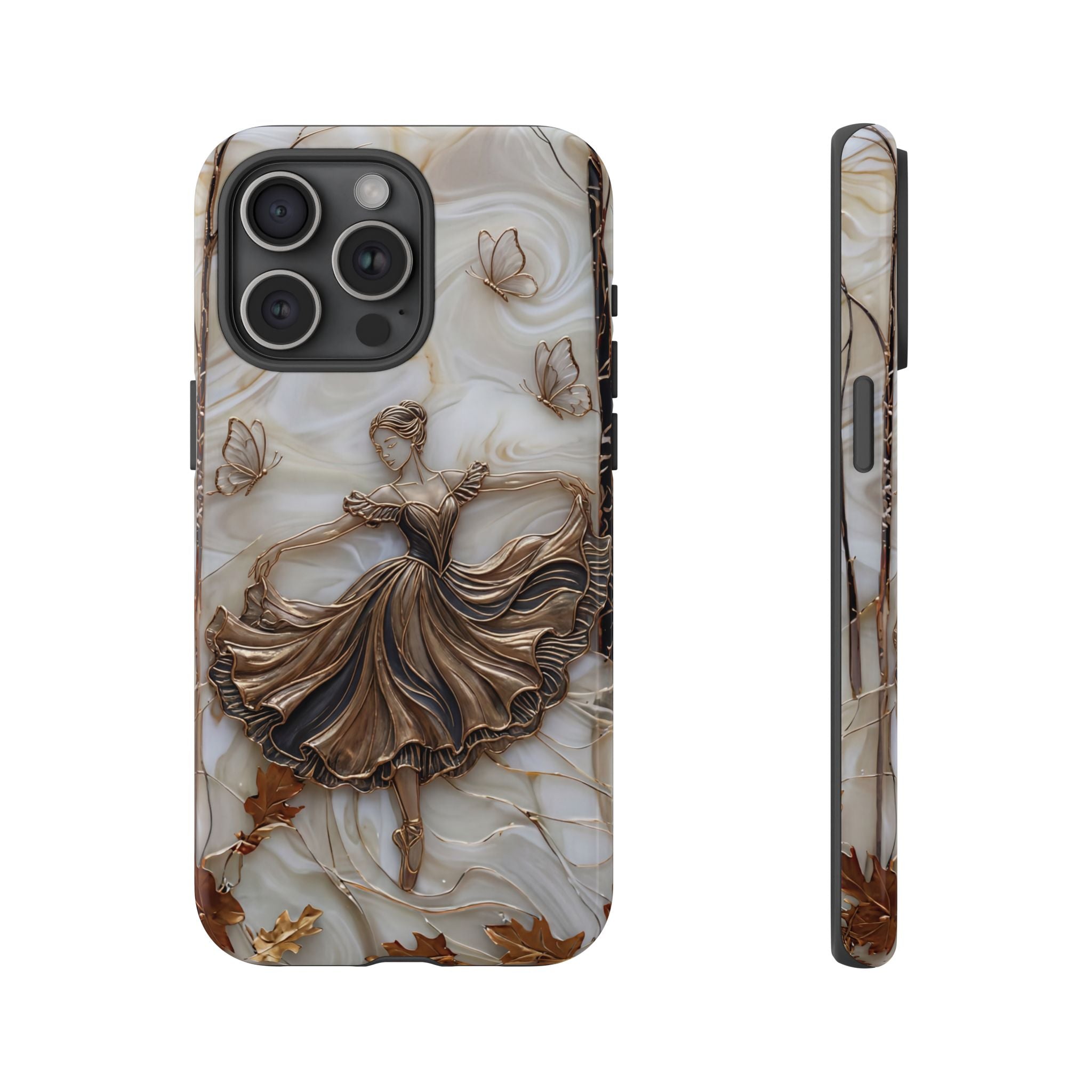 Elegant Bronze Ballerina Dance Design iPhone Case