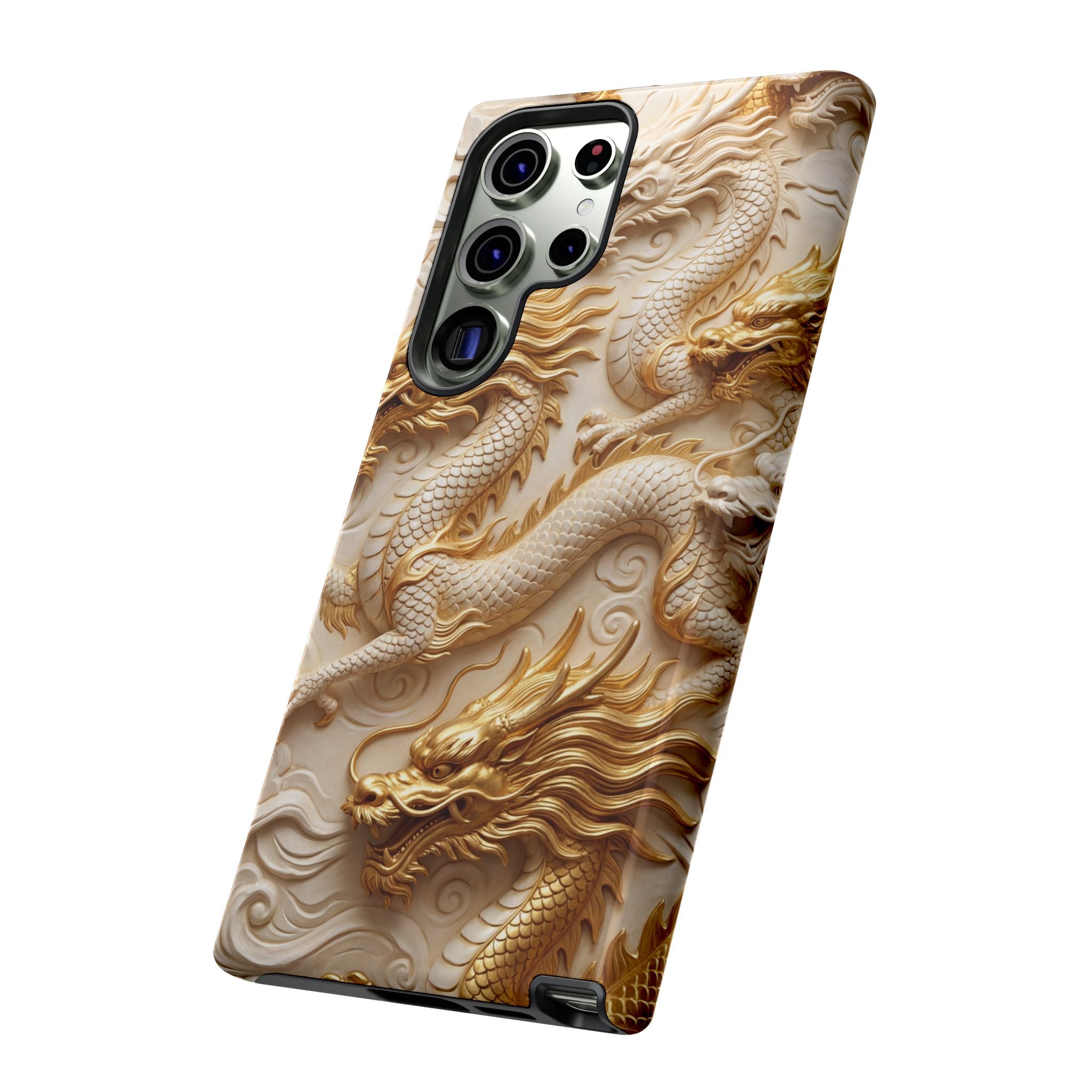 Dragon Relief Samsung Galaxy Case — Gold Carved Dragon Protective Cover