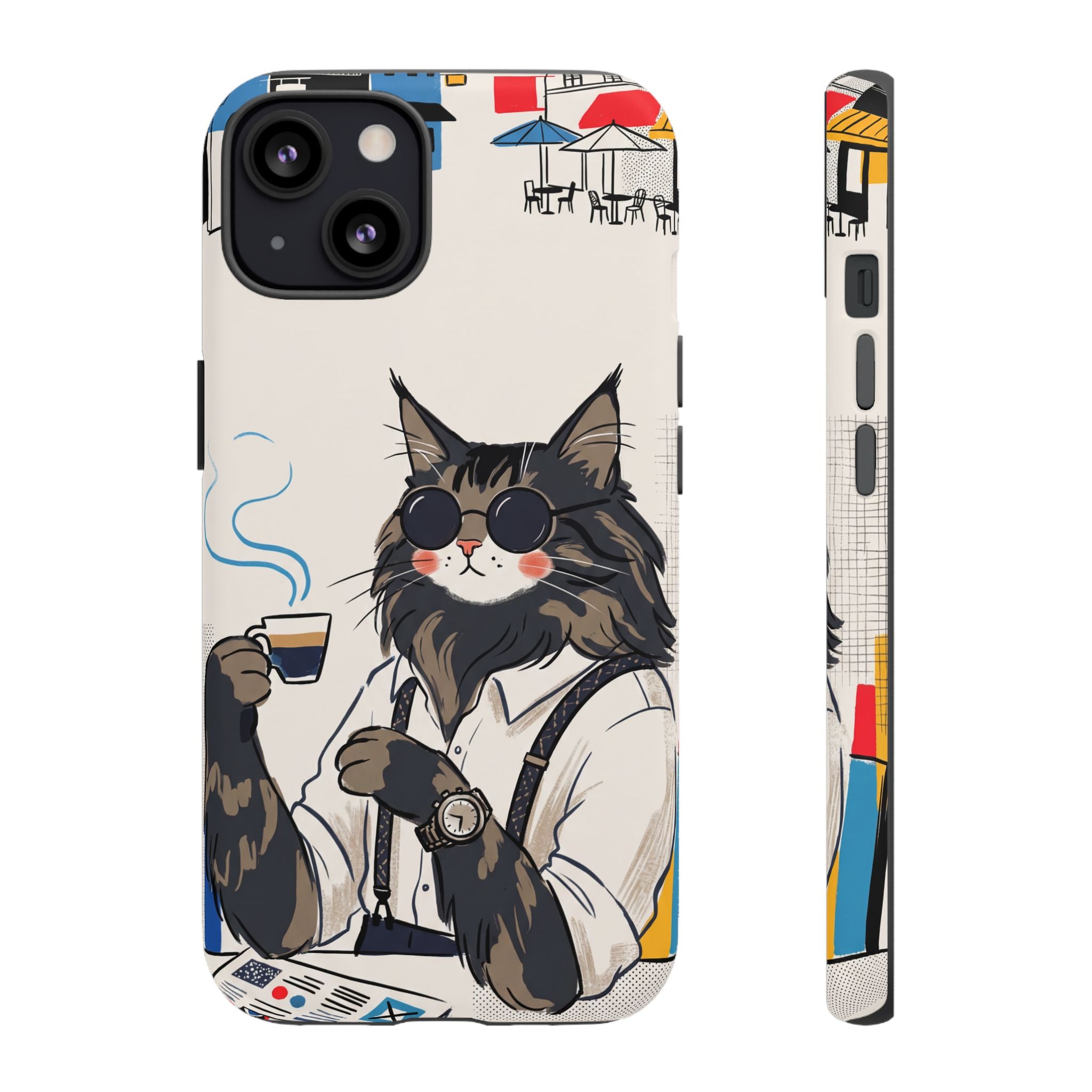 Cat Barista iPhone Case | Cool Cat in Sunglasses Coffee Shop Design