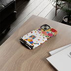Floral Rainbow Cat Tough iPhone Case — Colorful Pilates Cat Design