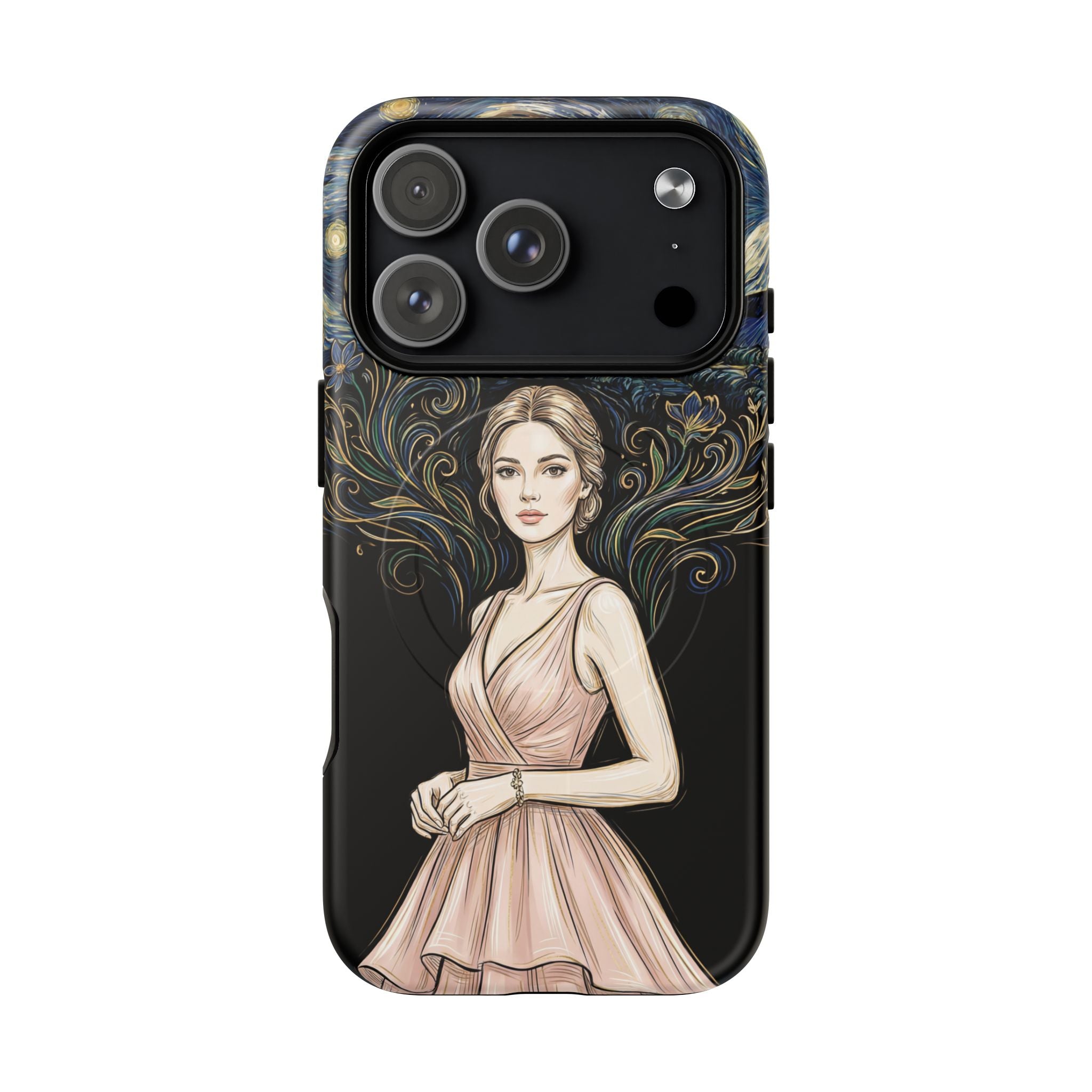 Art Nouveau Starry Night MagSafe iPhone Case | Elegant Woman Illustration Tough Case