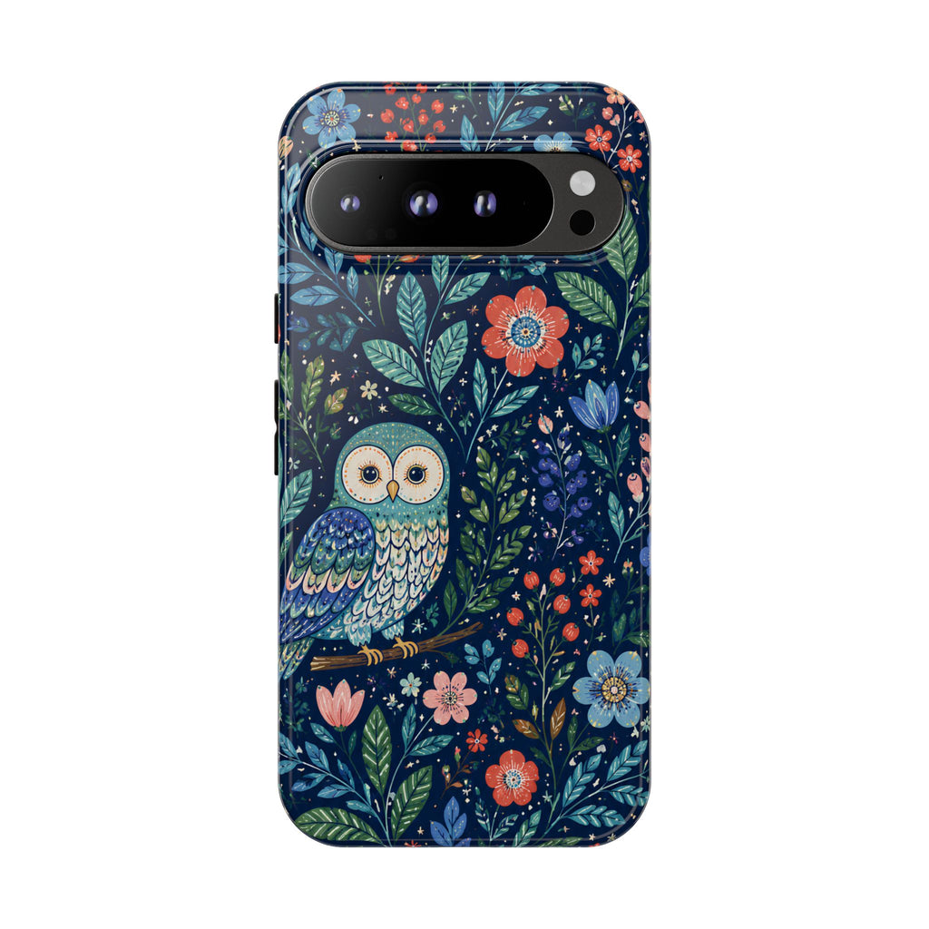 Owl Floral Google Pixel Phone Case | Navy Botanical Protective Phone Cover