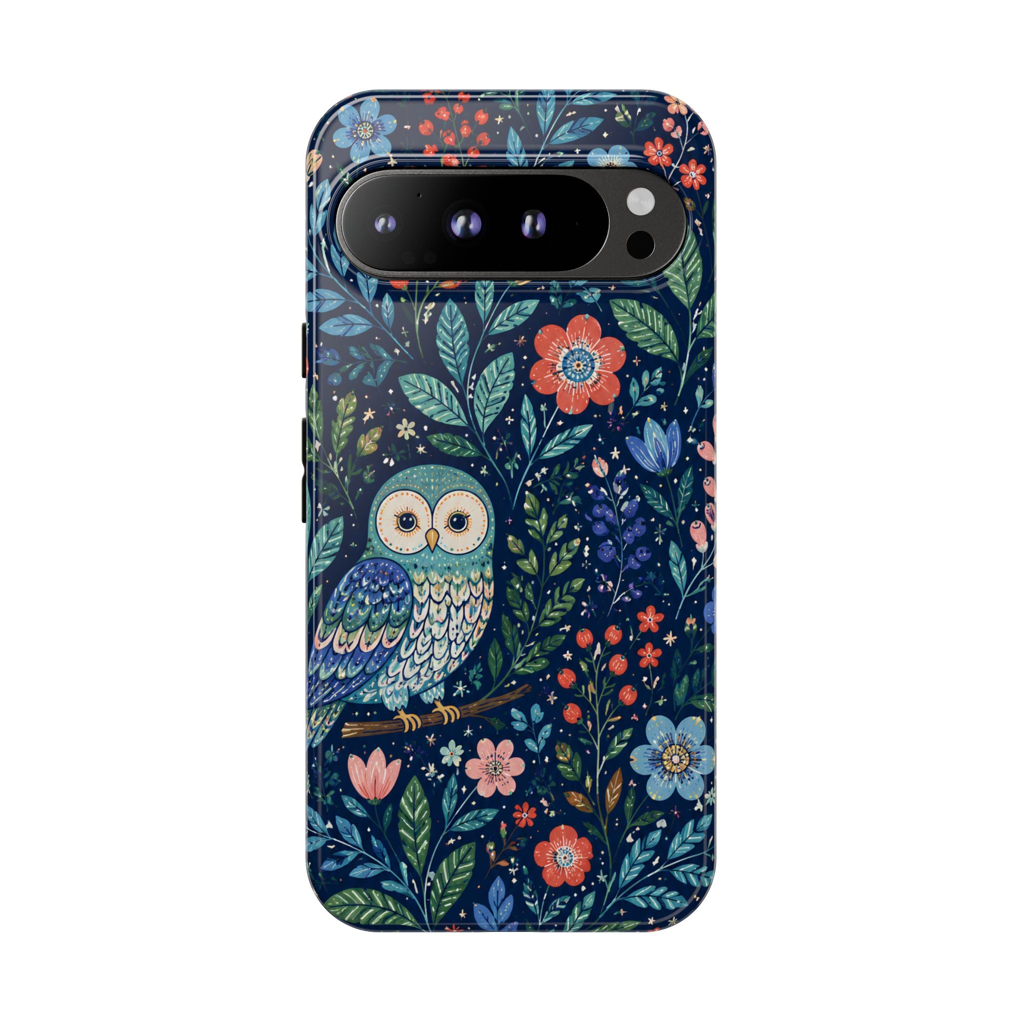 Owl Floral Google Pixel Phone Case | Navy Botanical Protective Phone Cover