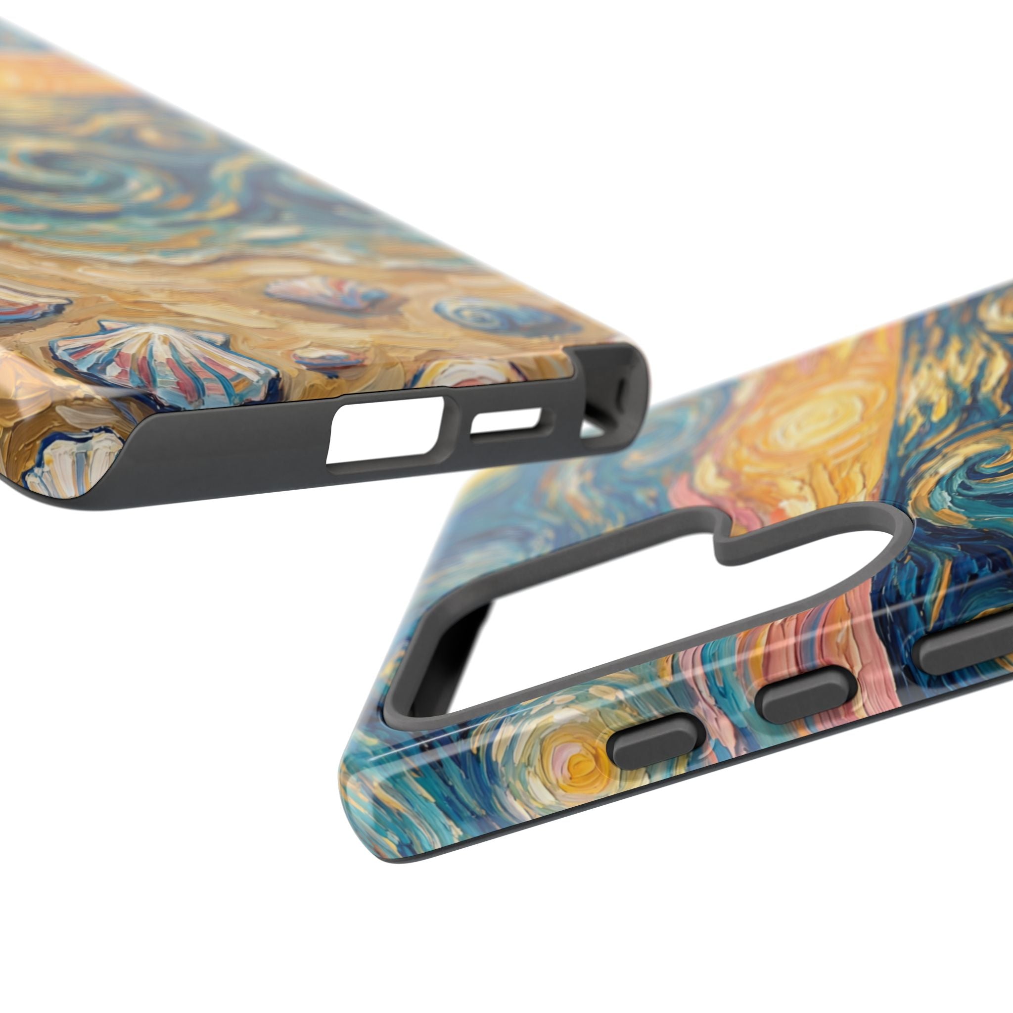 Sea Sunset Samsung Galaxy Case — Van Gogh‑Style Beach Waves with Shells