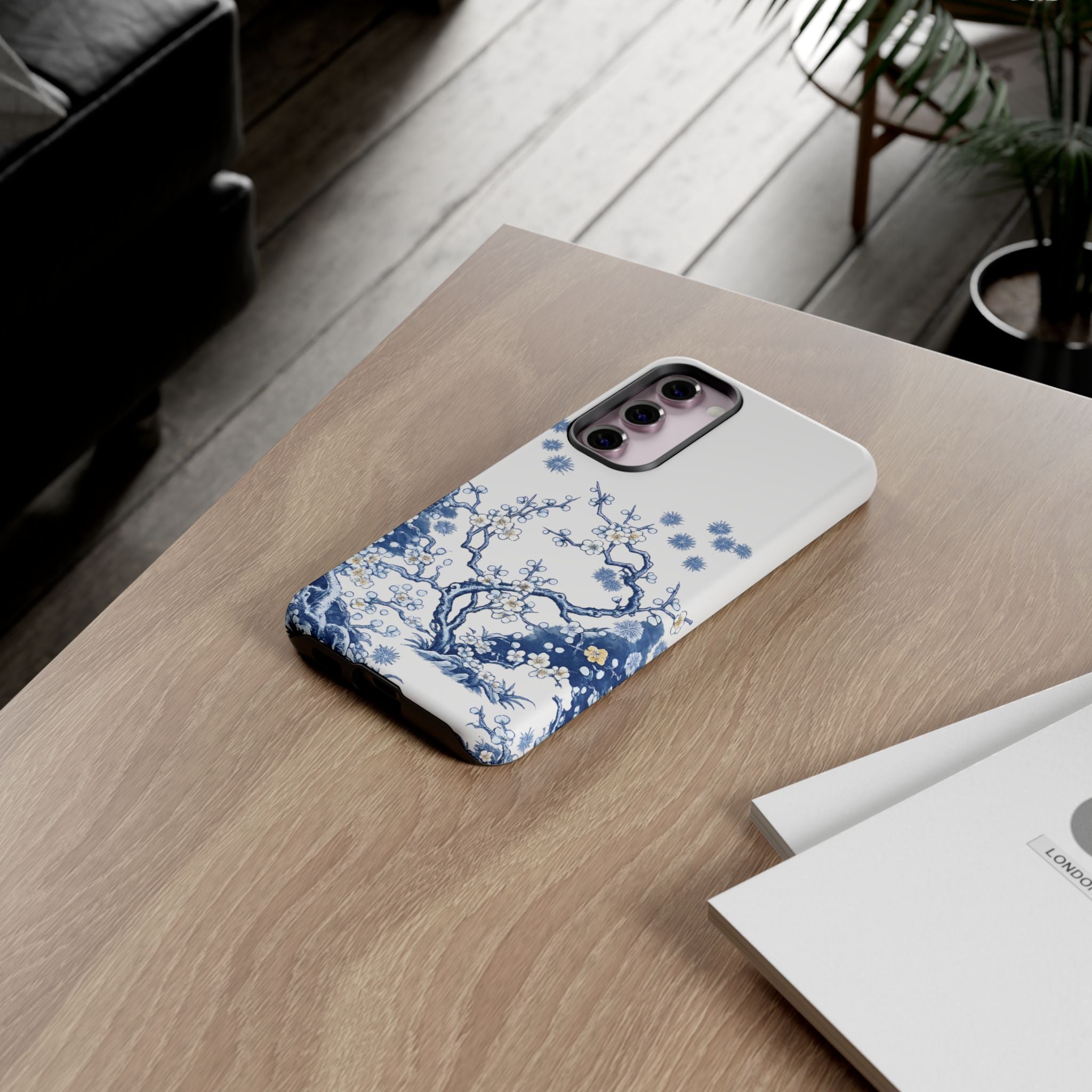 Vintage Blue White Porcelain Samsung Galaxy Phone Case | Chinoiserie Floral Tough Cover