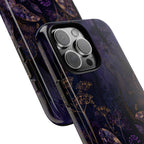 Purple Night Butterflies iPhone case | Moody Purple Floral Cover