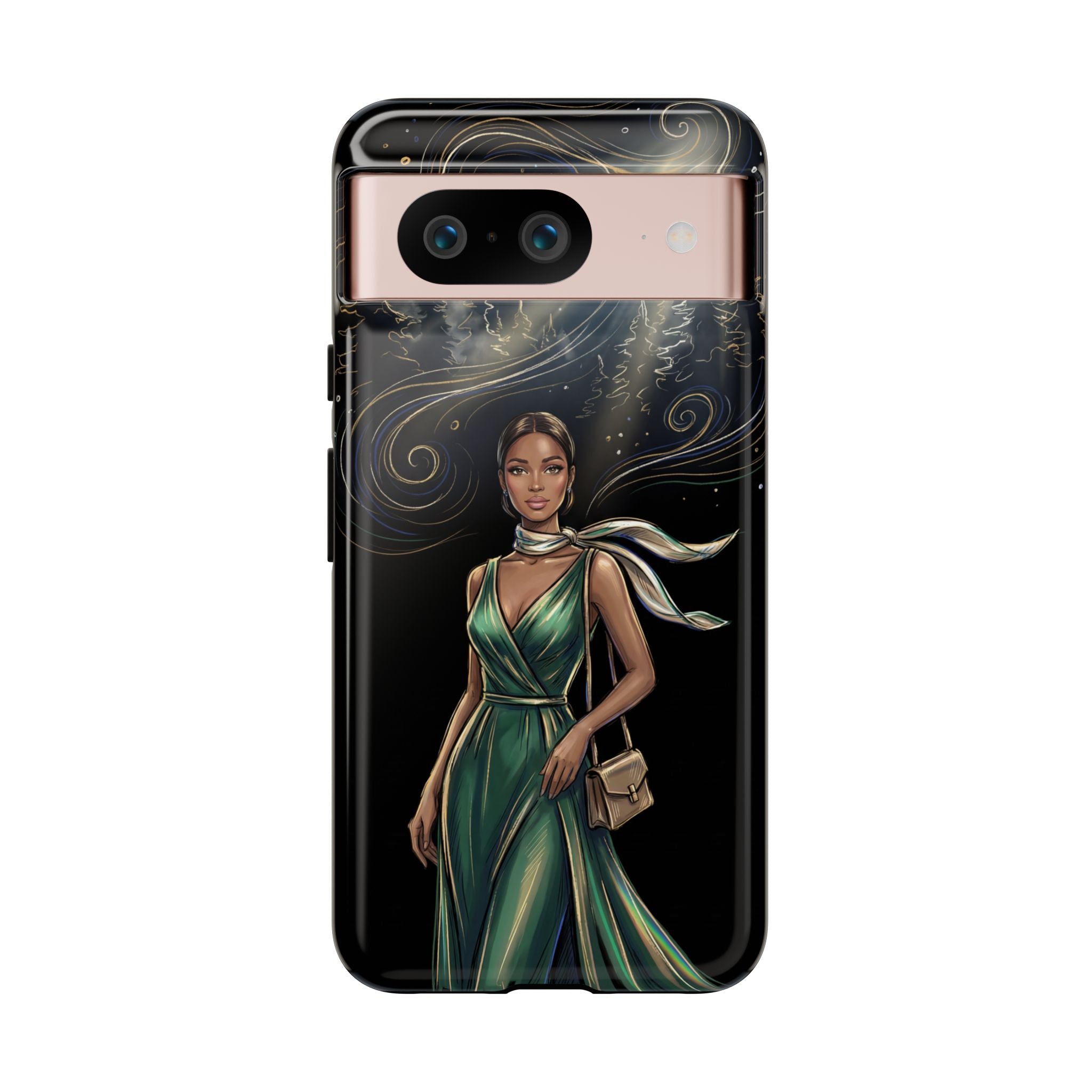 Elegant Woman in Green Dress Art Protective Tough Google Pixel Phone Case