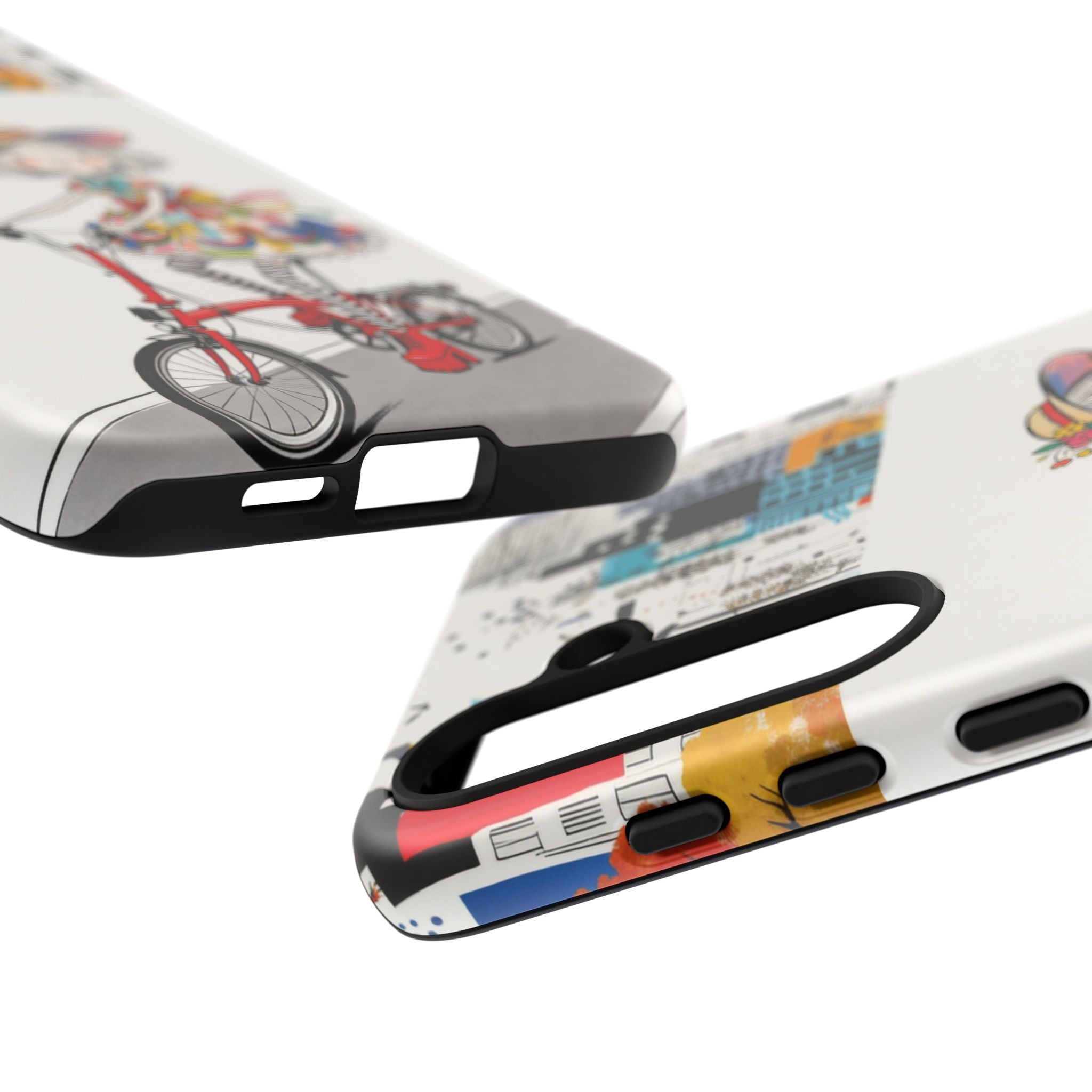 Whimsical Girl on Brompton Bicycle Urban Illustration Samsung Galaxy Phone Case