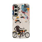 Custodia per telefono Samsung Galaxy "Vintage Grandpa Rider Motorcycle" | Paesaggio urbano illustrato