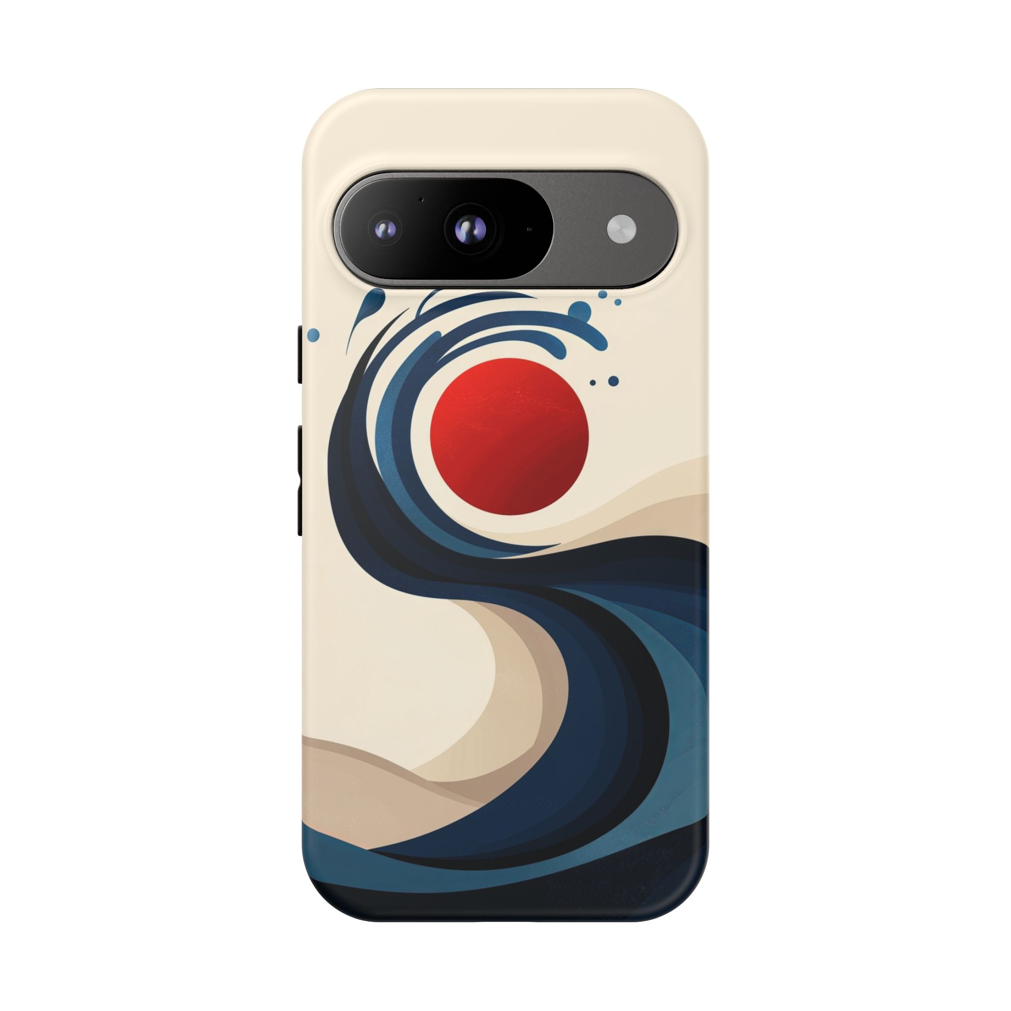 Abstract Wave Google Pixel Case | Red Sun Ocean Art
