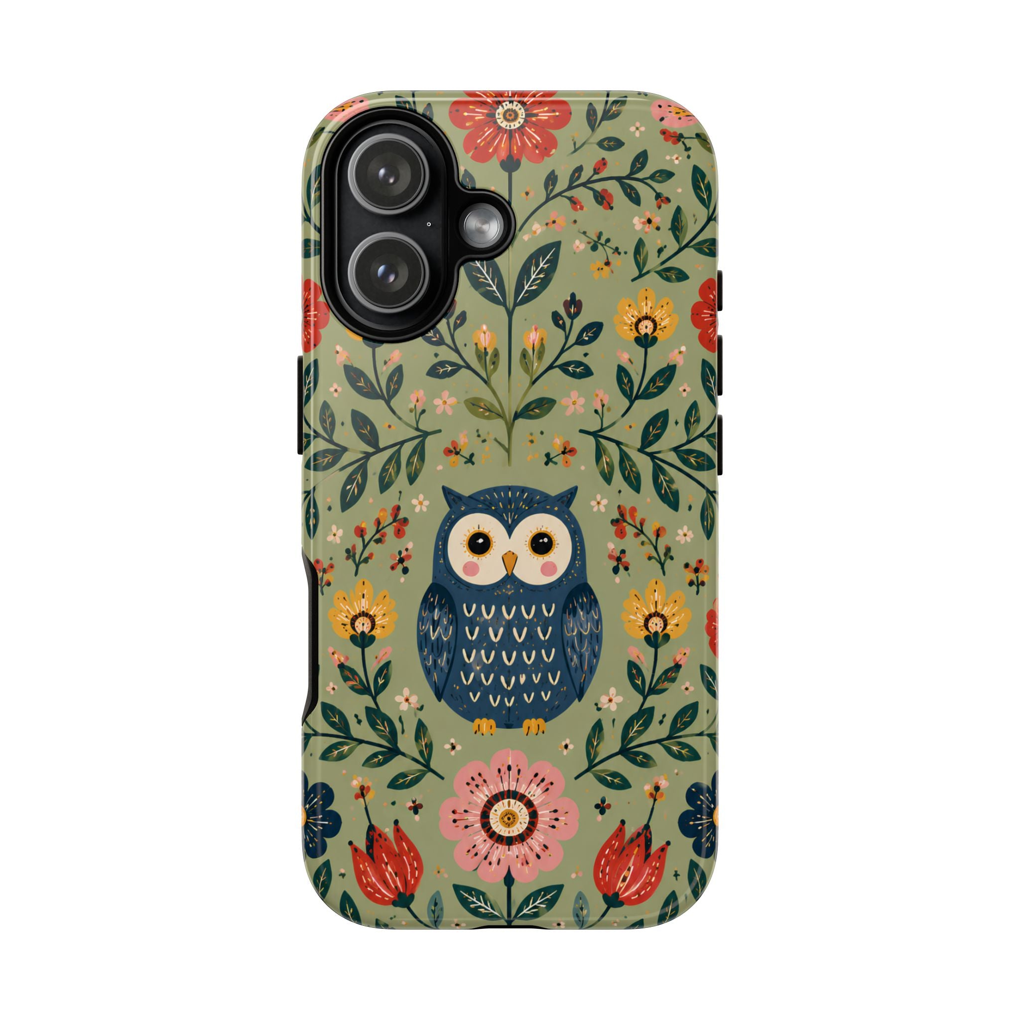 Floral Owl Tough iPhone Case | Cute Botanical Protective Cover