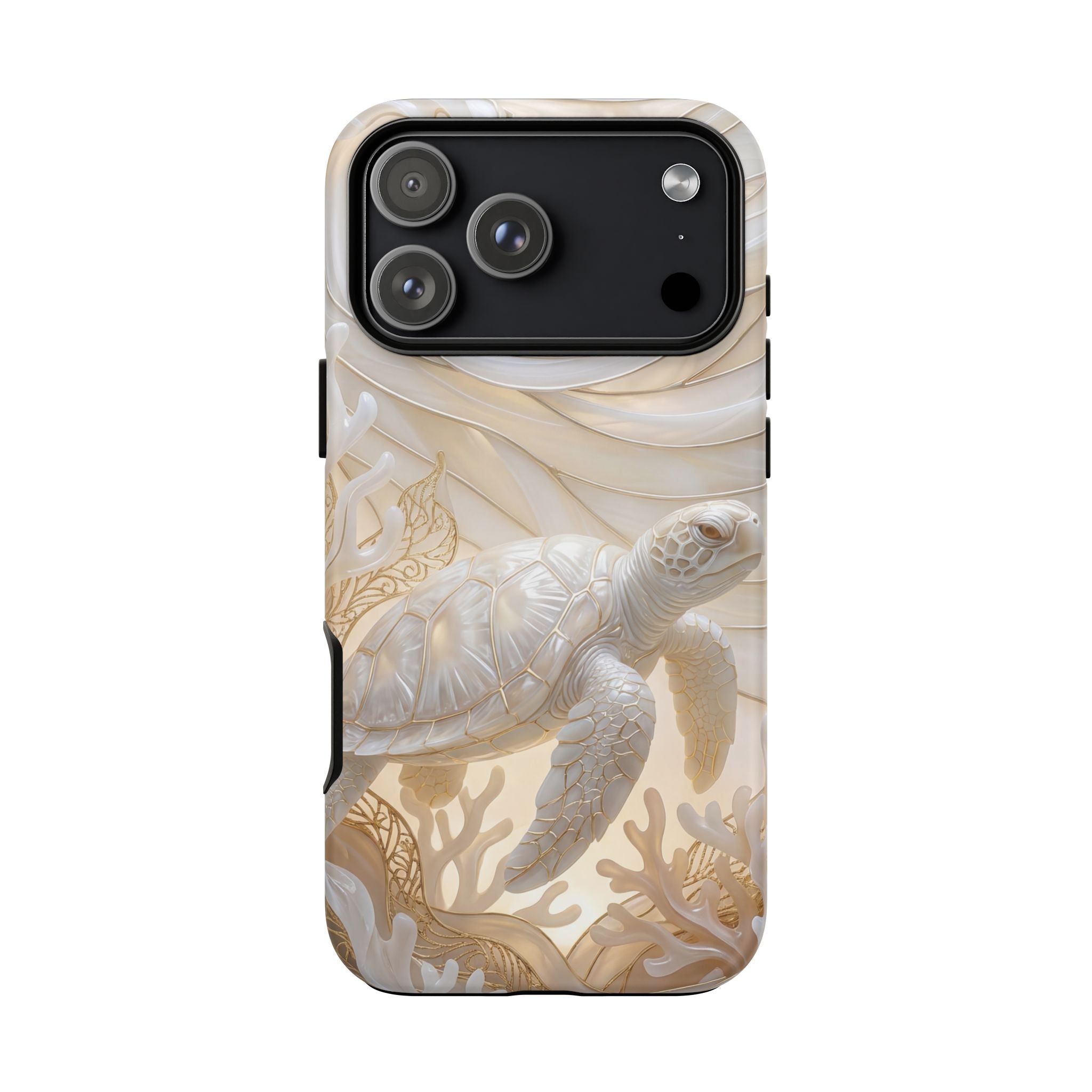 Sea Turtle Tough iPhone Case — Elegant Nautical Coral Design