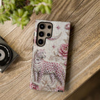 Custodia per telefono Samsung Galaxy Luna con Leopardo Floreale | Cover protettiva botanica vintage rosa