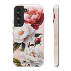 Custodia per Samsung Galaxy con motivo floreale Peony | Rosa bianca vintage