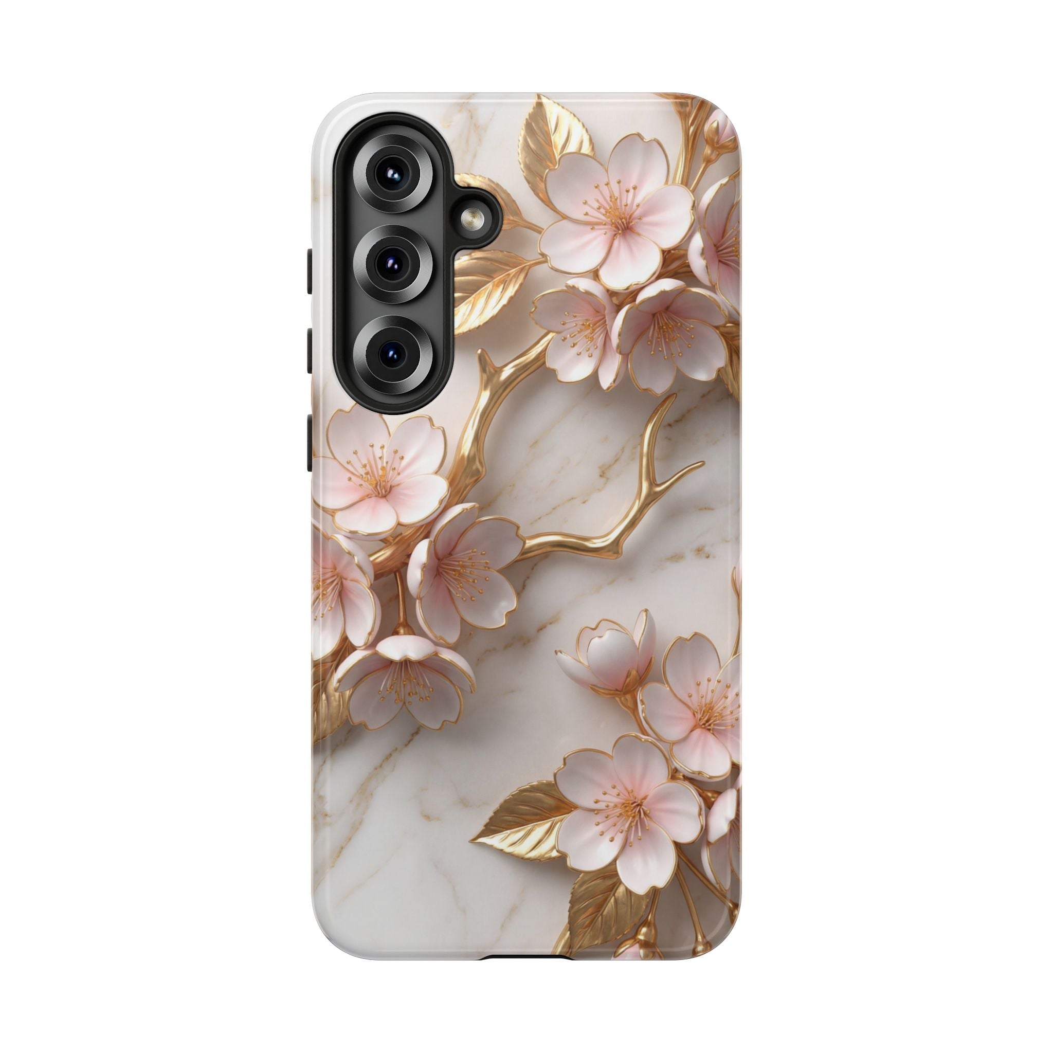 Floral Marble Samsung Galaxy Case — Sakura Gold Cherry Blossom Tough Case