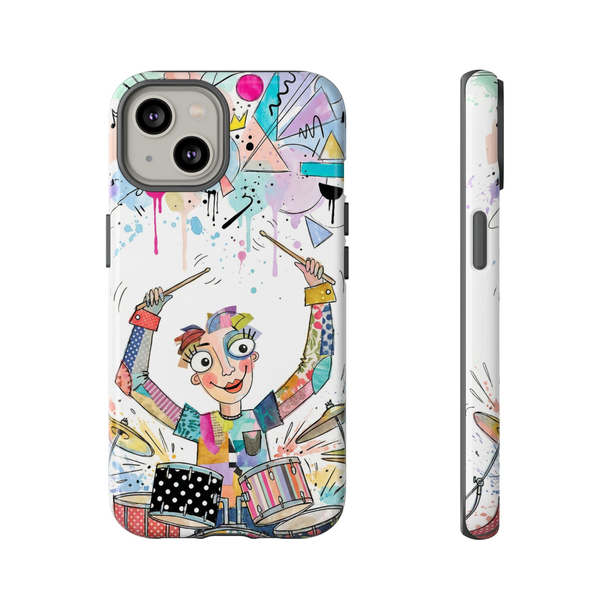 Drummer Boy iPhone Case | Colorful Cartoon Drum Kit Protective Cover