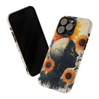Sunflower Moon Art iPhone Case | Floral Celestial