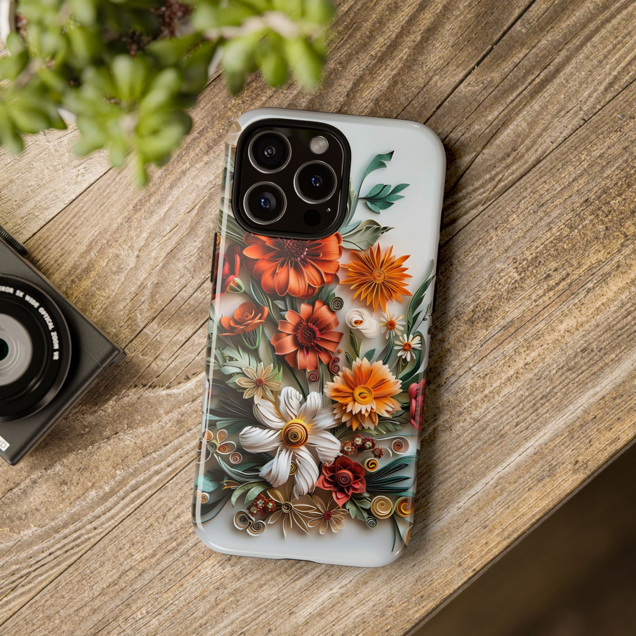 Floral Quilling Tough iPhone Case — Orange Daisy