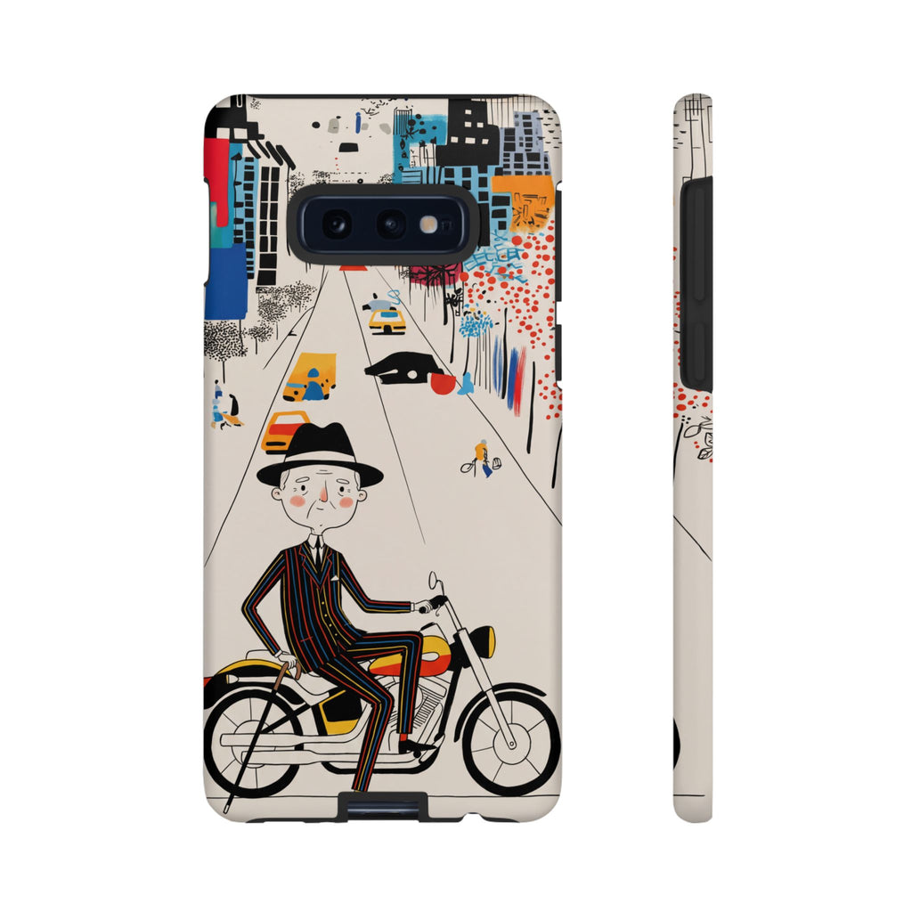 Custodia per telefono Samsung Galaxy "Vintage Grandpa Rider Motorcycle" | Paesaggio urbano illustrato