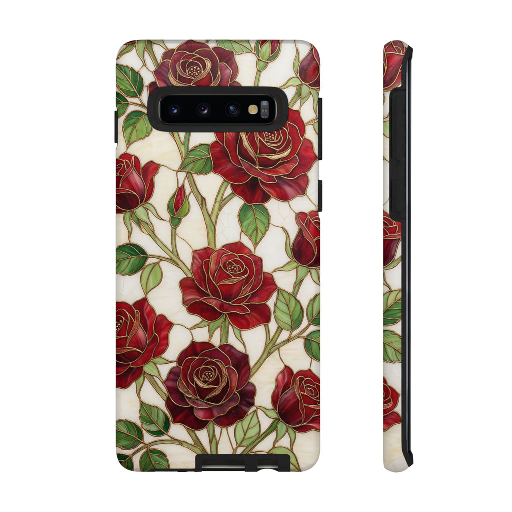 Custodia resistente per Samsung Galaxy con motivo floreale vintage a rosa rossa