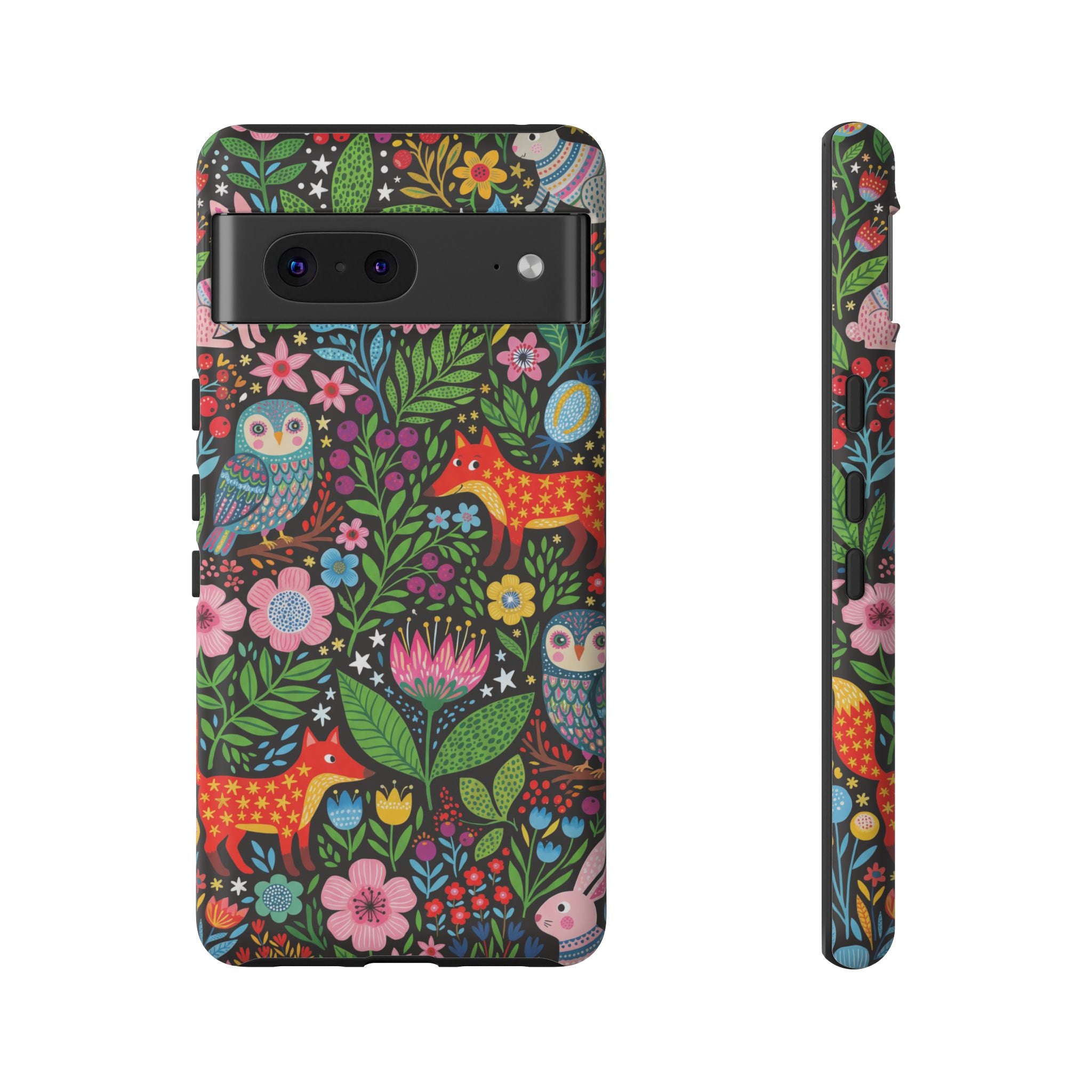Floral Woodland Google Pixel Phone Case | Colourful Fox & Owl Protective Cover