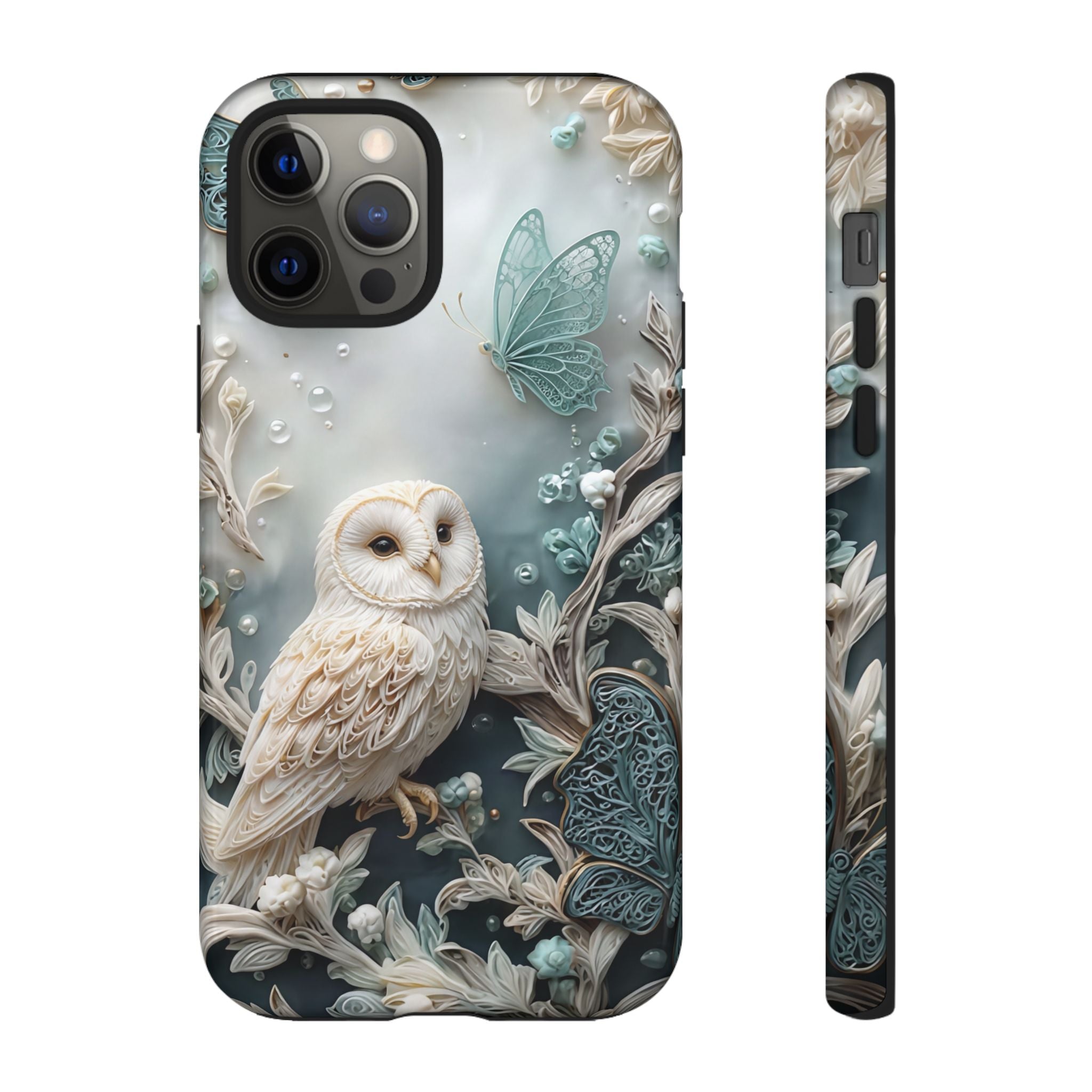 Barn Owl & Butterflies Tough iPhone Case