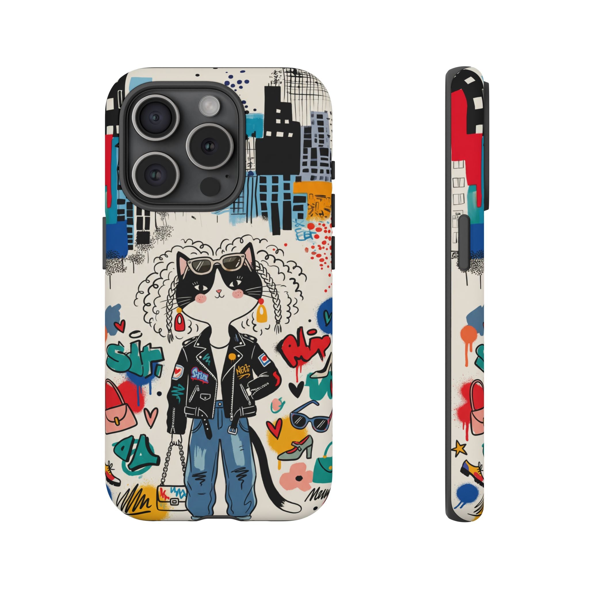 Punk City Cat Graffiti Design iPhone Case