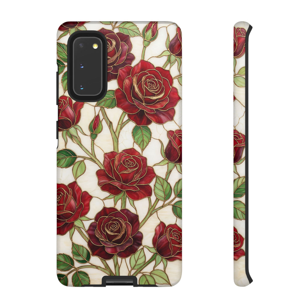 Custodia resistente per Samsung Galaxy con motivo floreale vintage a rosa rossa