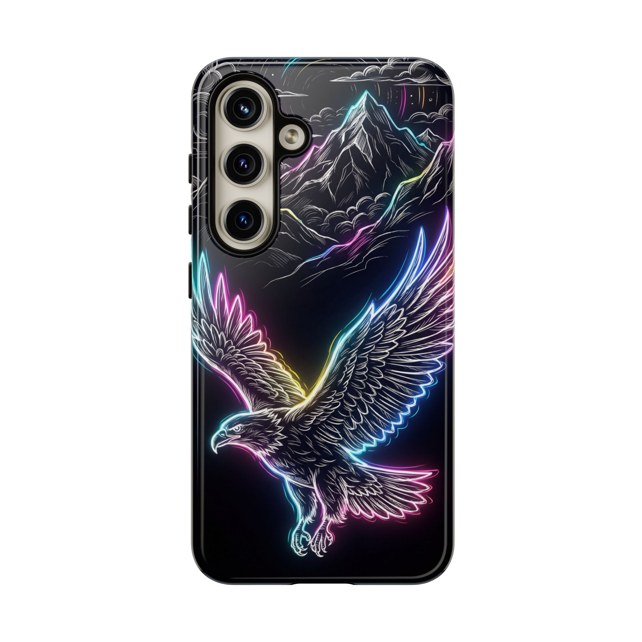 Neon Eagle Samsung Galaxy Phone Case with Mountain Design