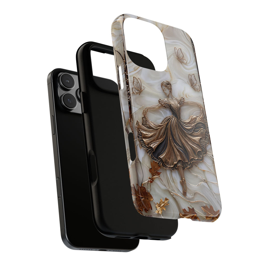 Elegant Bronze Ballerina Dance Design iPhone Case